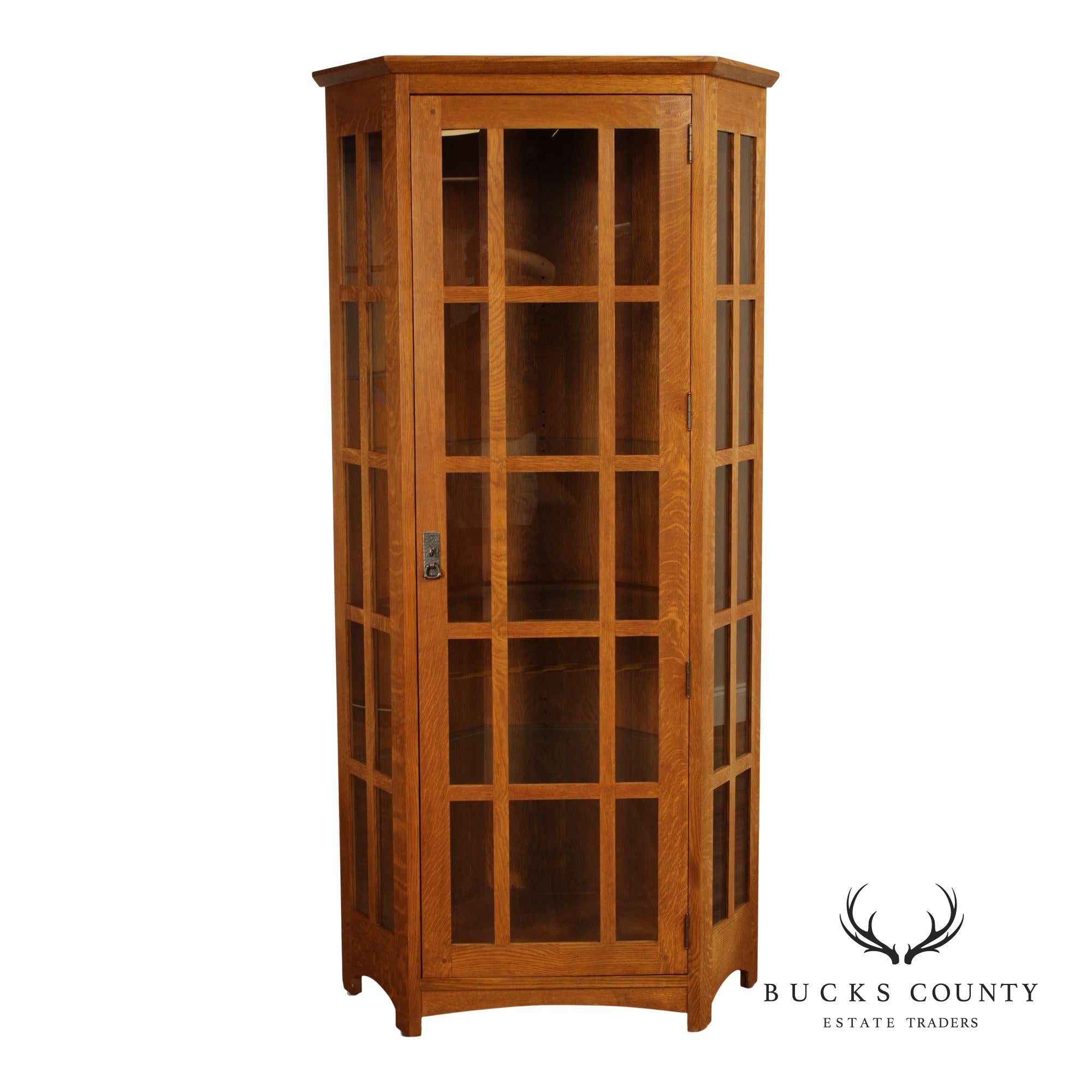 Stickley Mission Collection Oak Angled Corner Cabinet