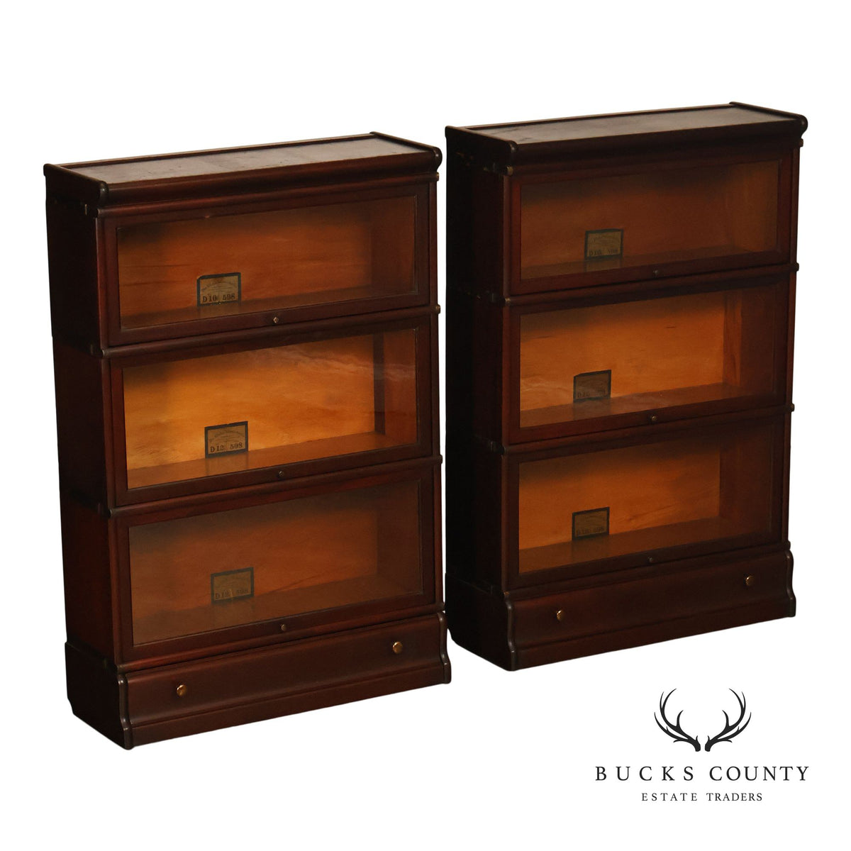 Globe Wernicke Pair of Mahogany Three Section Barrister Bookcases