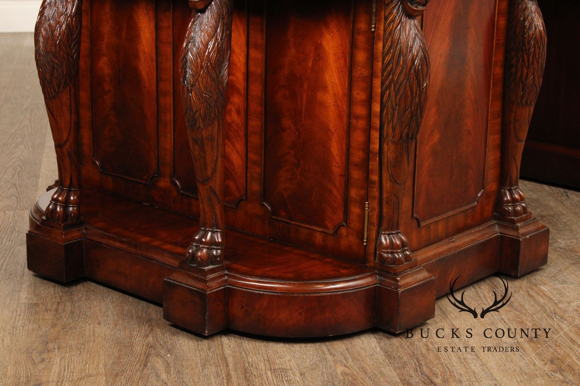 Maitland Smith Carved Mahogany Leather Top Executive Partner's Desk