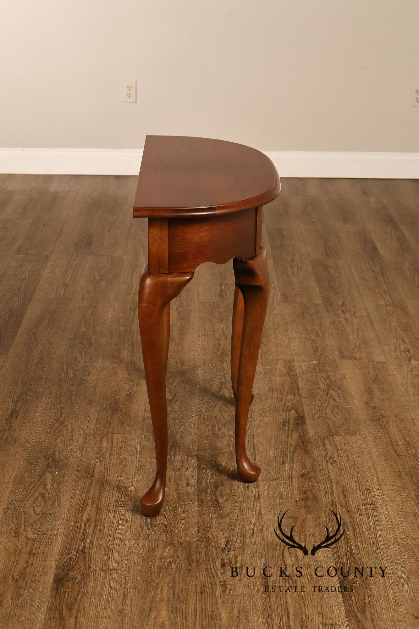 Queen Anne Style Narrow Cherry Demilune Console