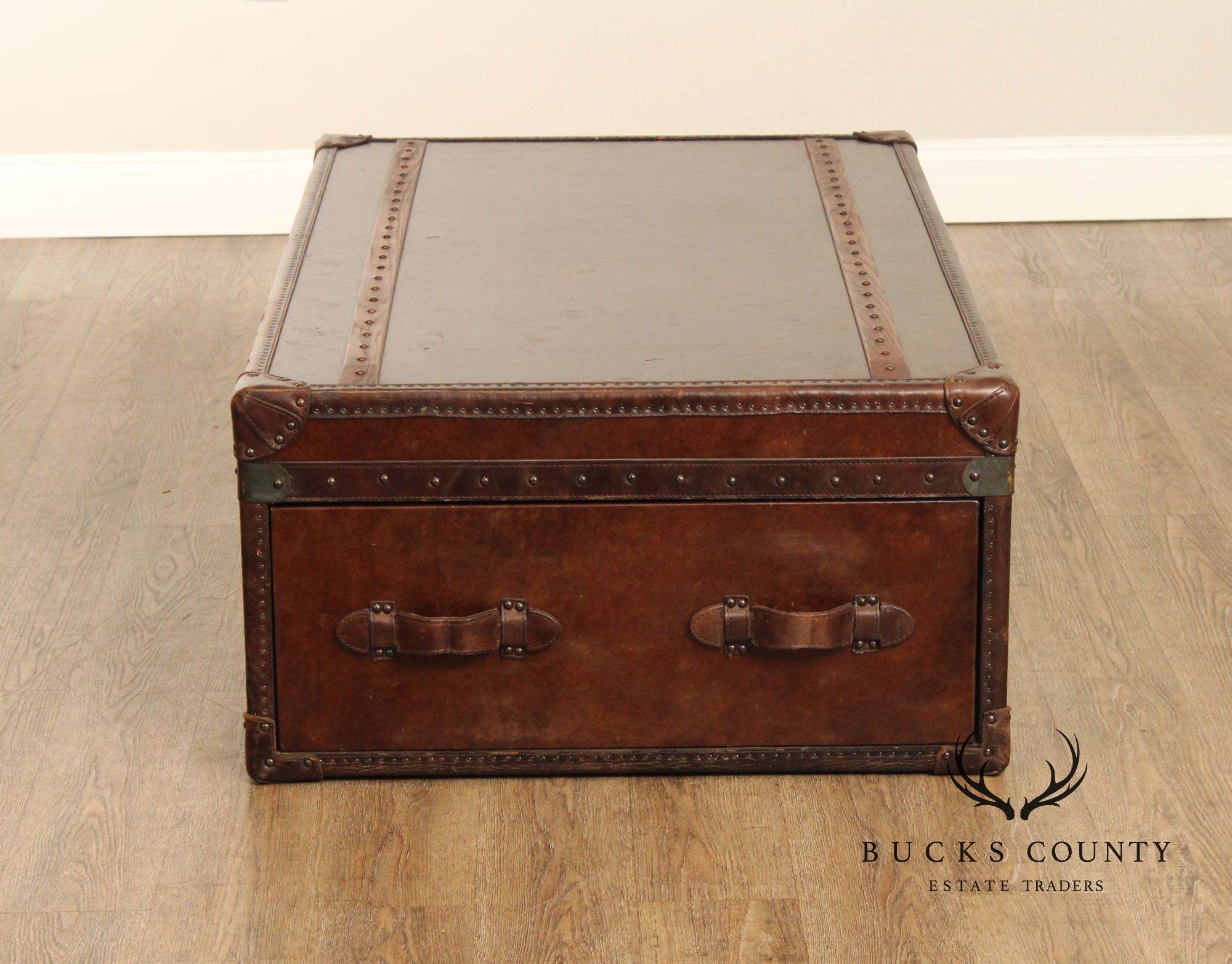 Restoration Hardware Leather Trunk Coffee Table With Drawers