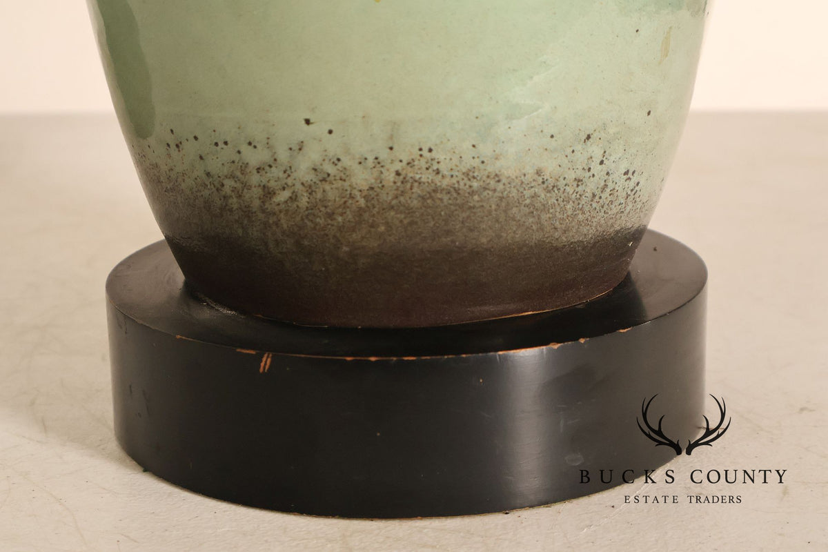 Asian Style Pair of Celadon Table Lamps