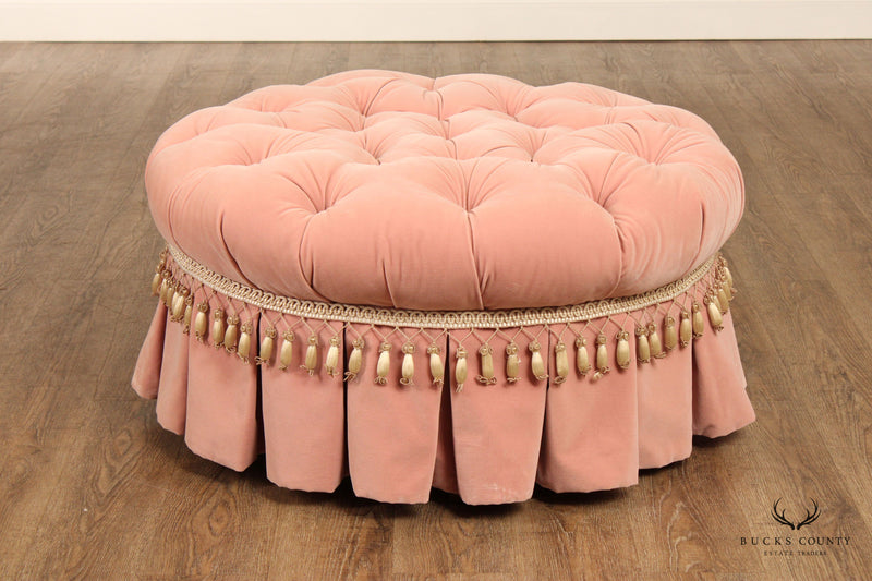 Karges Custom Upholstered Round Tufted Ottoman