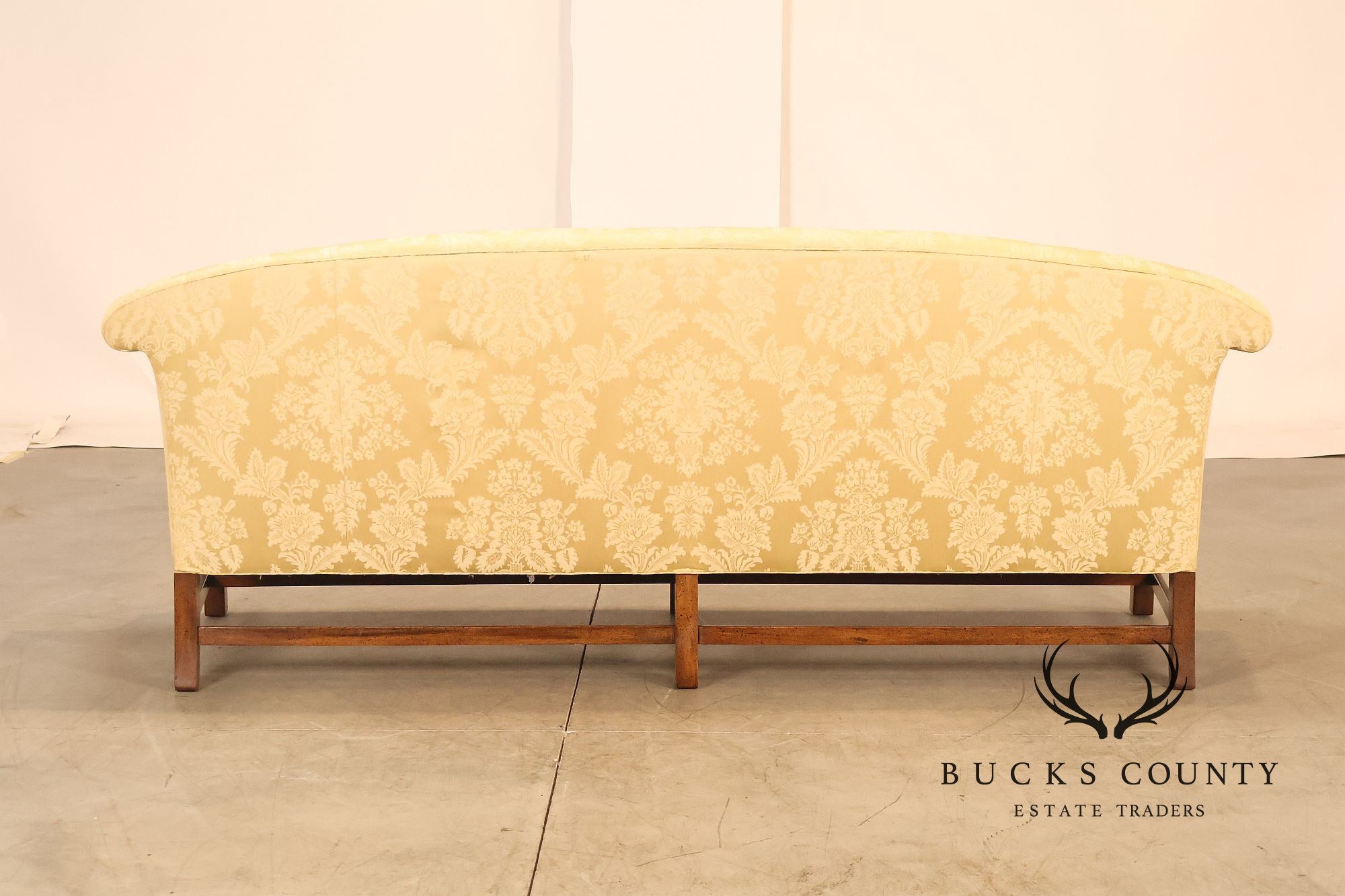 Henredon Chippendale Camelback Damask Upholstered Mahogany Sofa