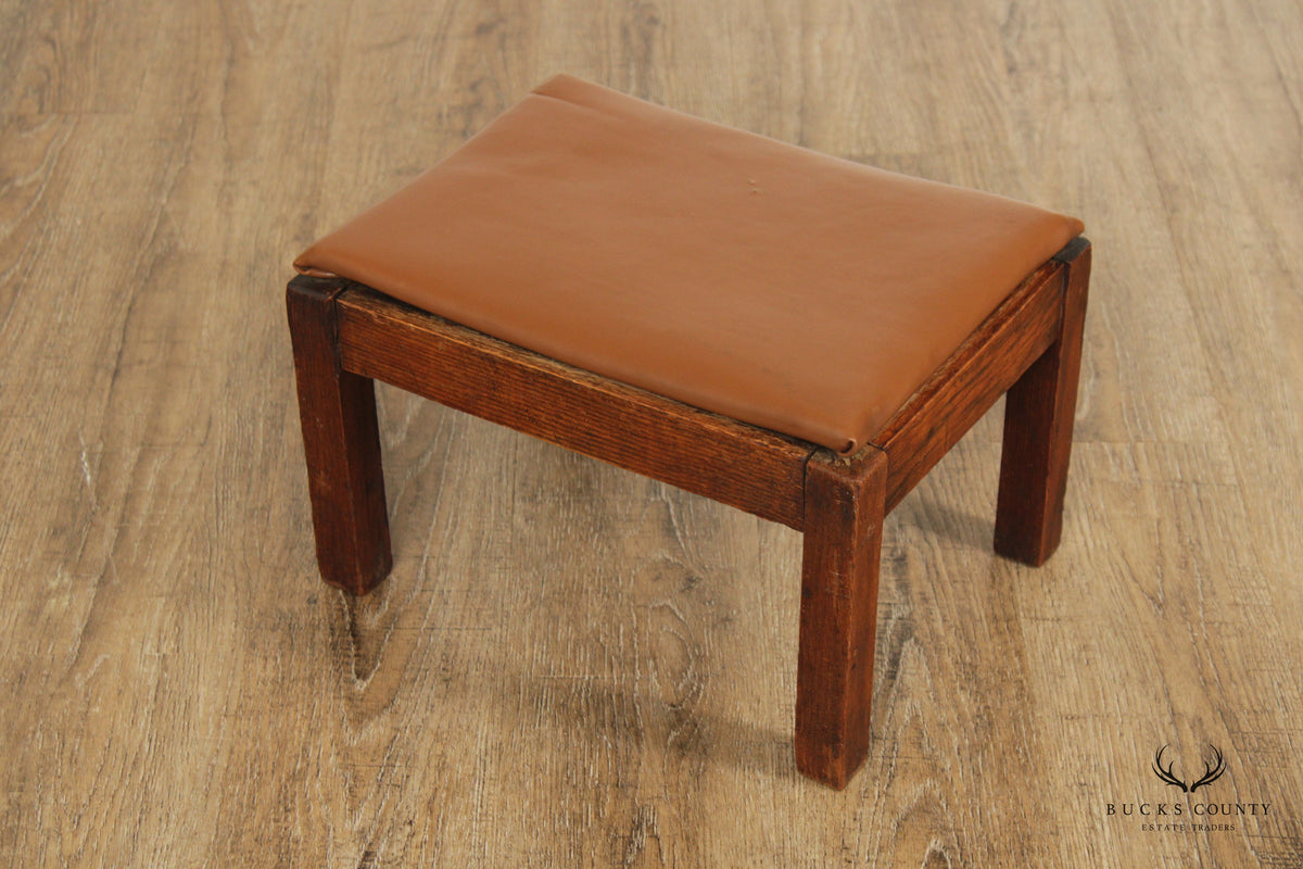 Mission Oak and Leather Foot Stool