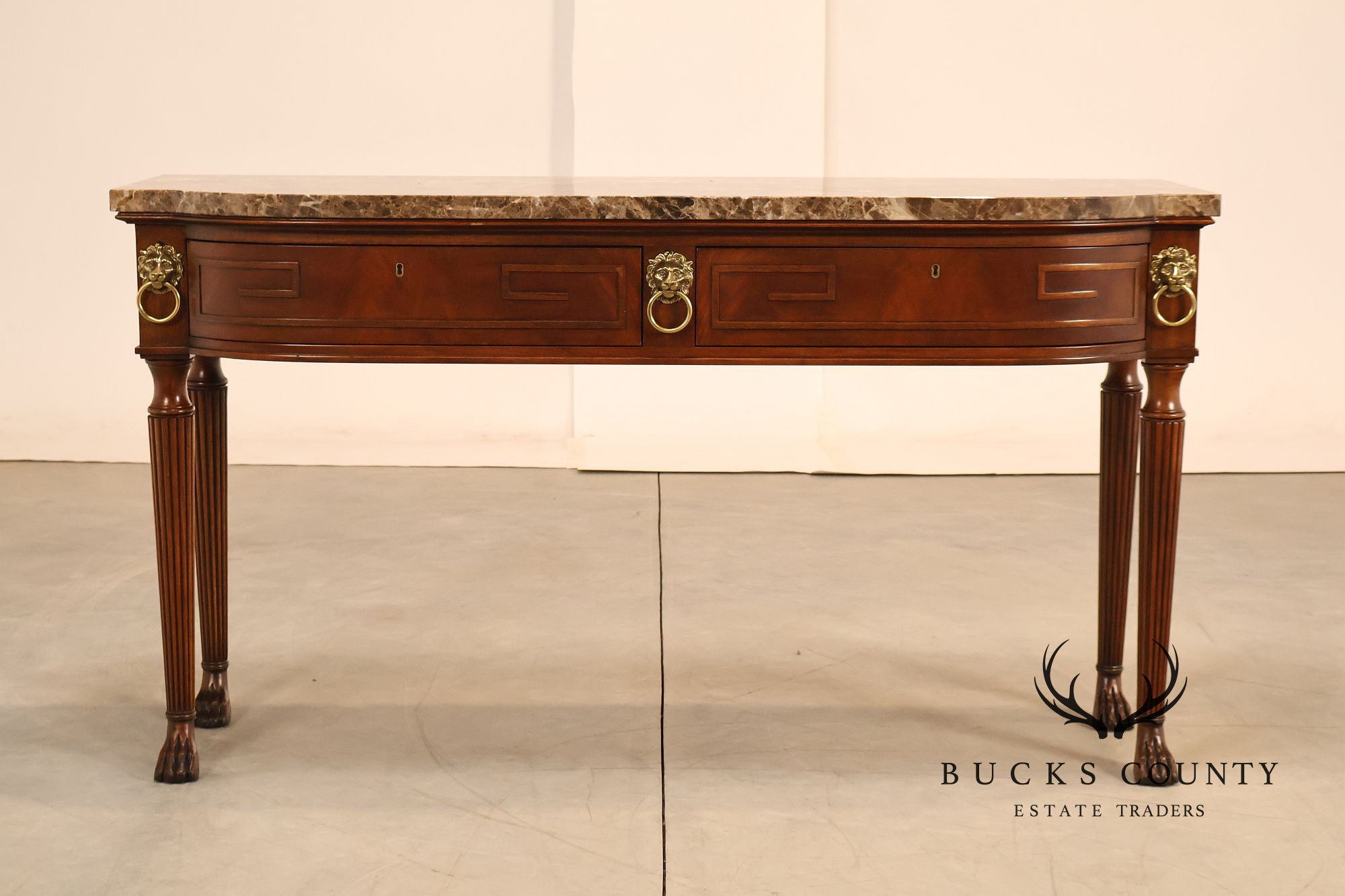 Henredon Historic Natchez Collection Regency Style Mahogany Marble Top Console Table