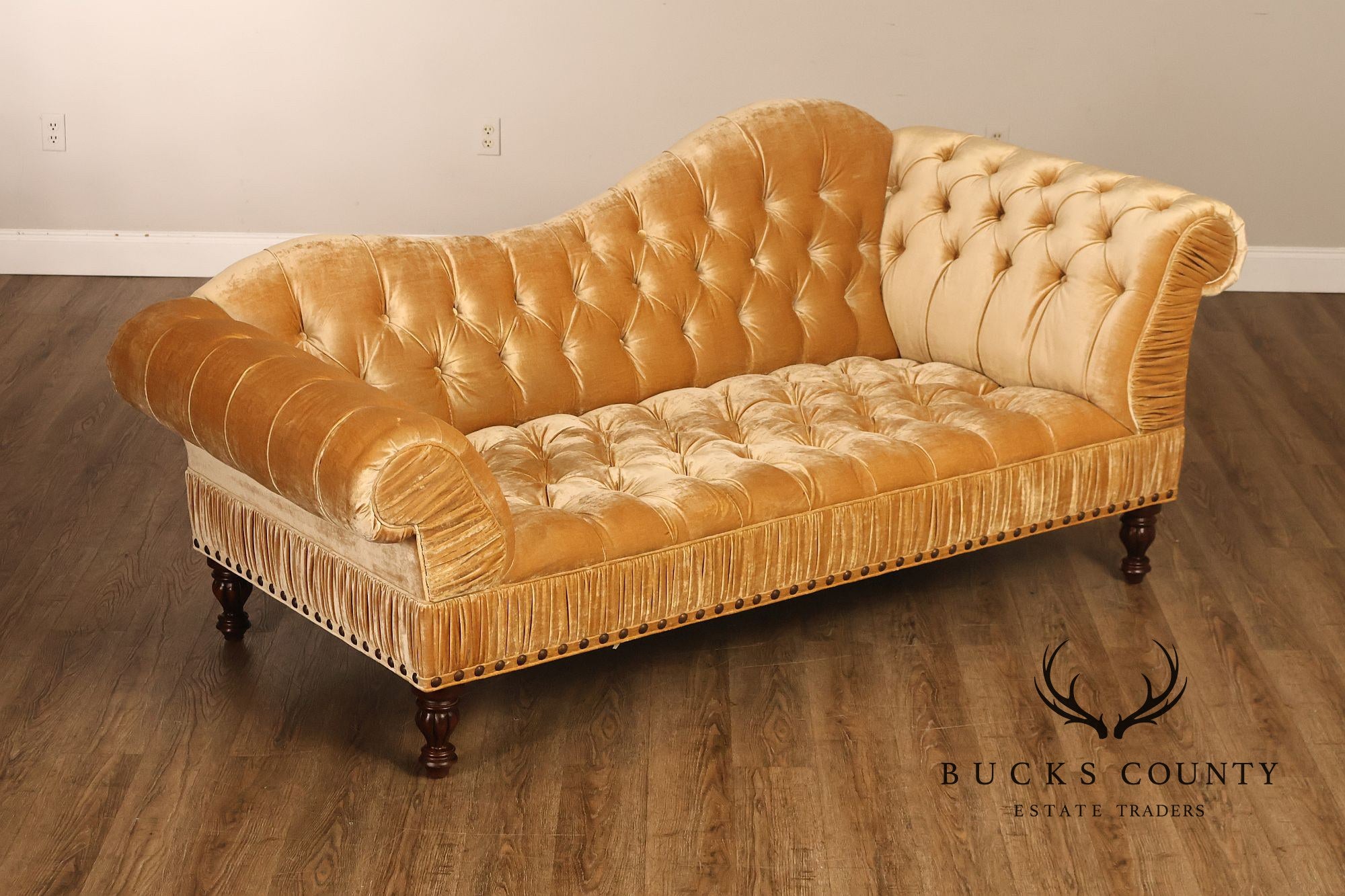 EJ Victor Victorian Revival Pair of Serpentine Tufted Velvet Sofas