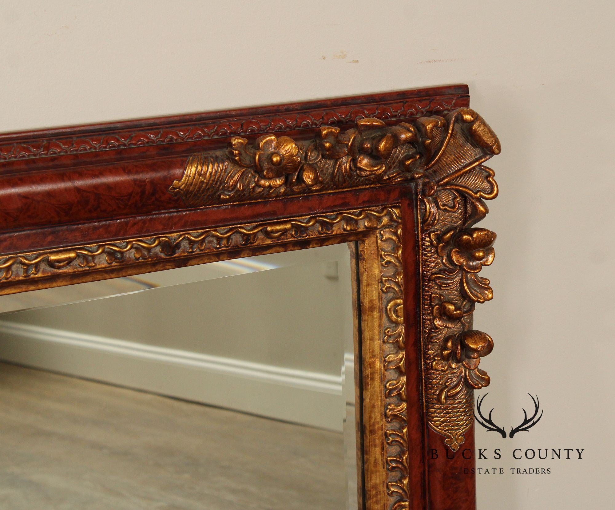 Italian Rococo Style Partial Gilt Carved Frame Wall Mirror