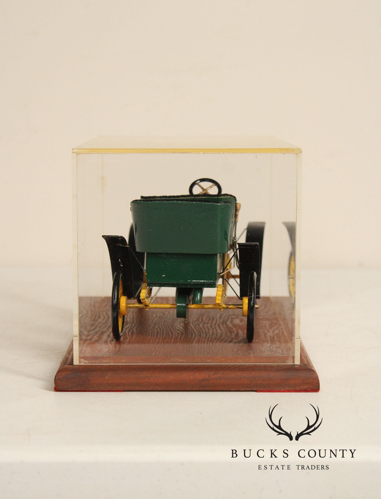 Philip Jacoby Carved Wood Stanley Steamer Automobile in Display Case