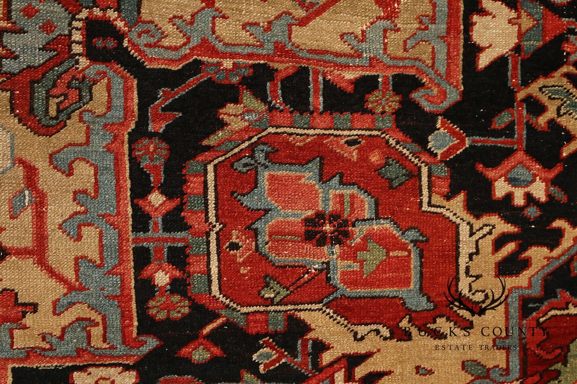 Antique Persian Heriz Hand-Knotted Area Rug – 9'1" x 12'10"