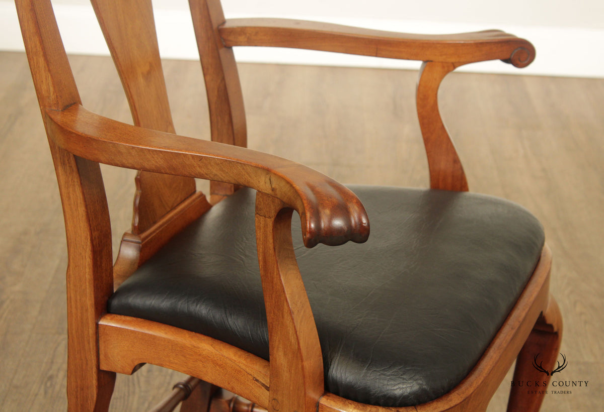 Queen Anne Style Vintage Custom Quality Set Eight Mahogany Dining Chairs