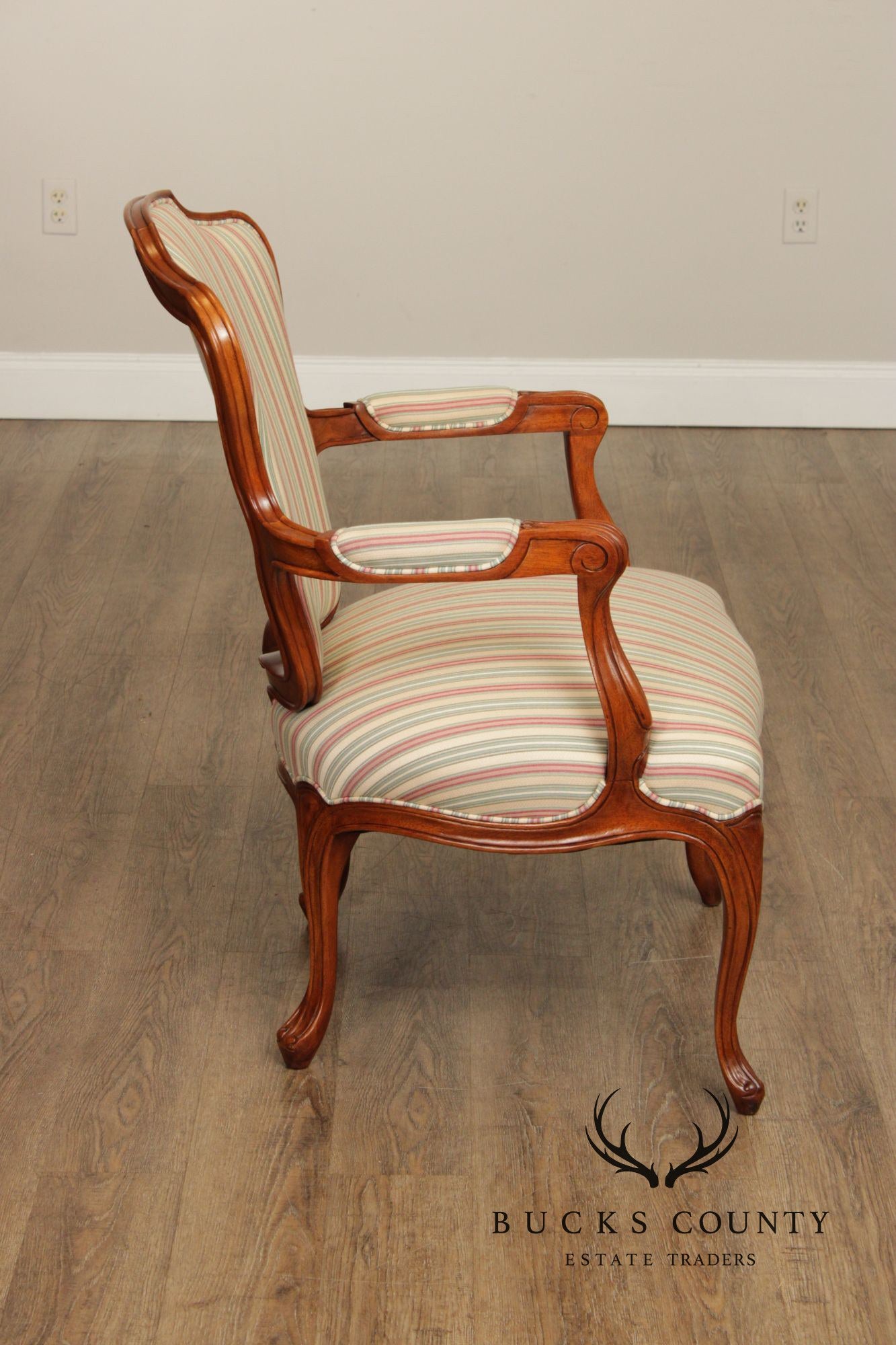 French Louis XV Style Pair of Carved Walnut Armchairs