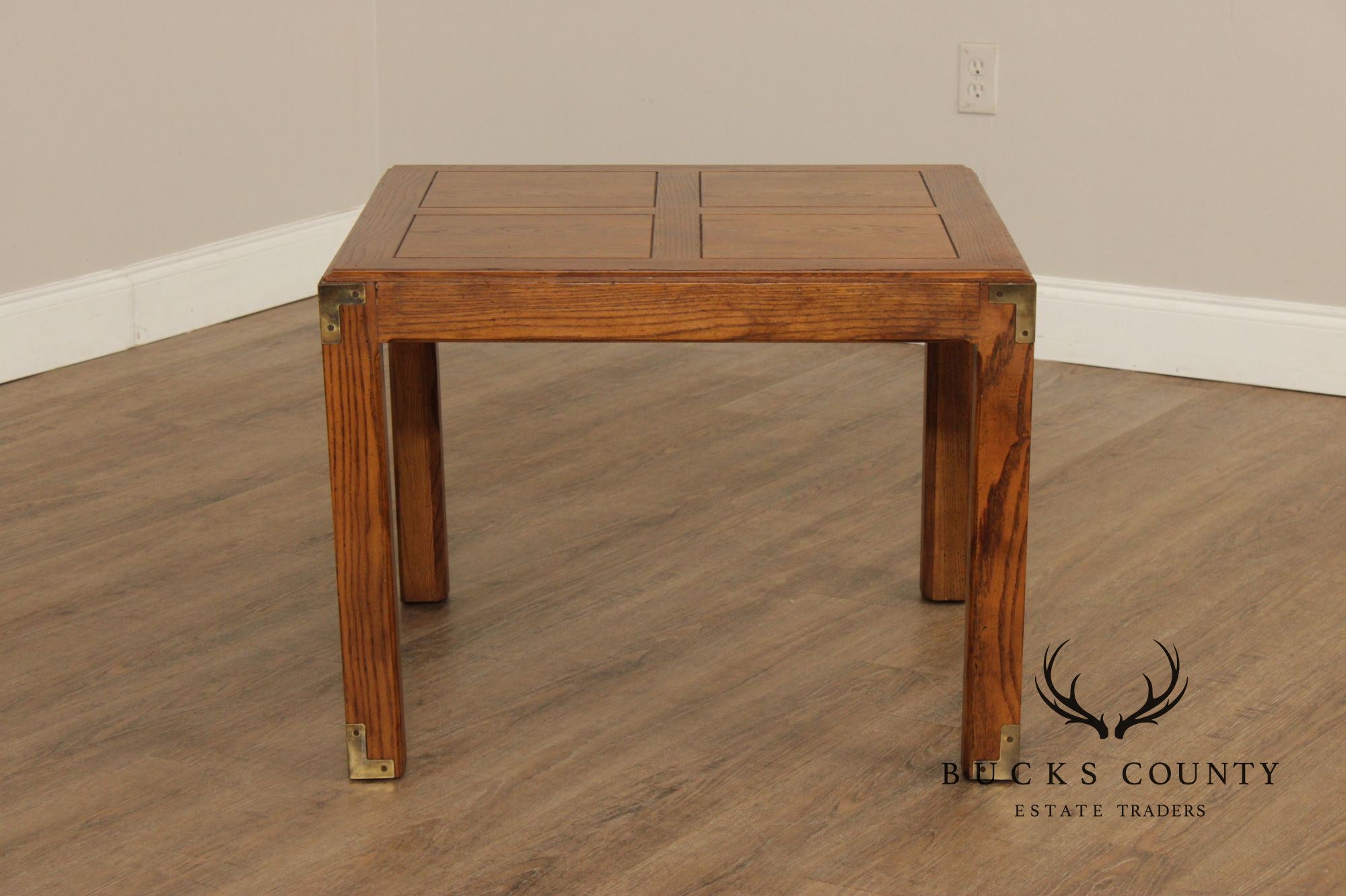 Henredon 'Artefacts' Oak and Brass Campaign End Table