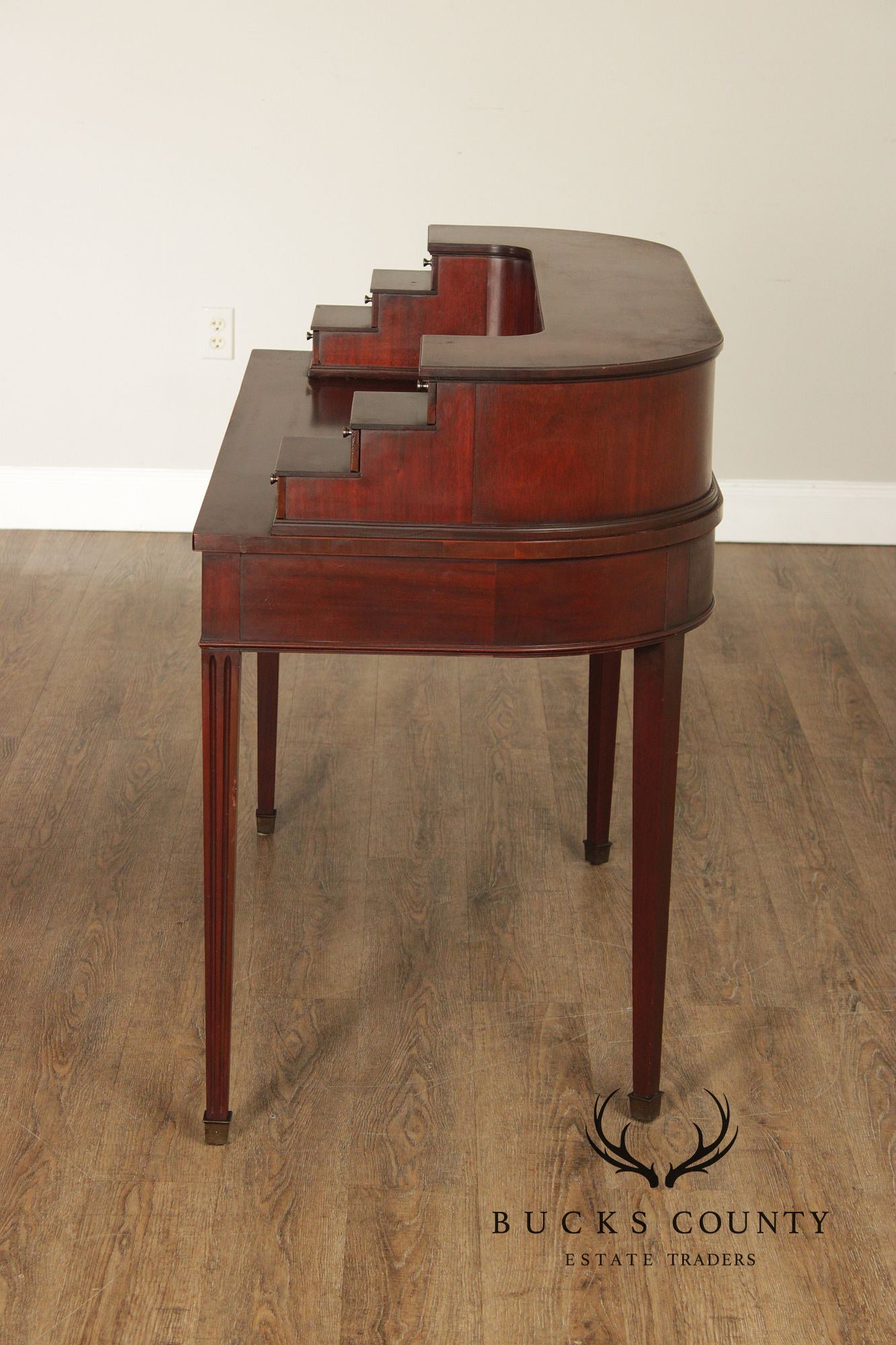 1940's Federal Style Mahogany Carlton House Desk With Tambour Doors