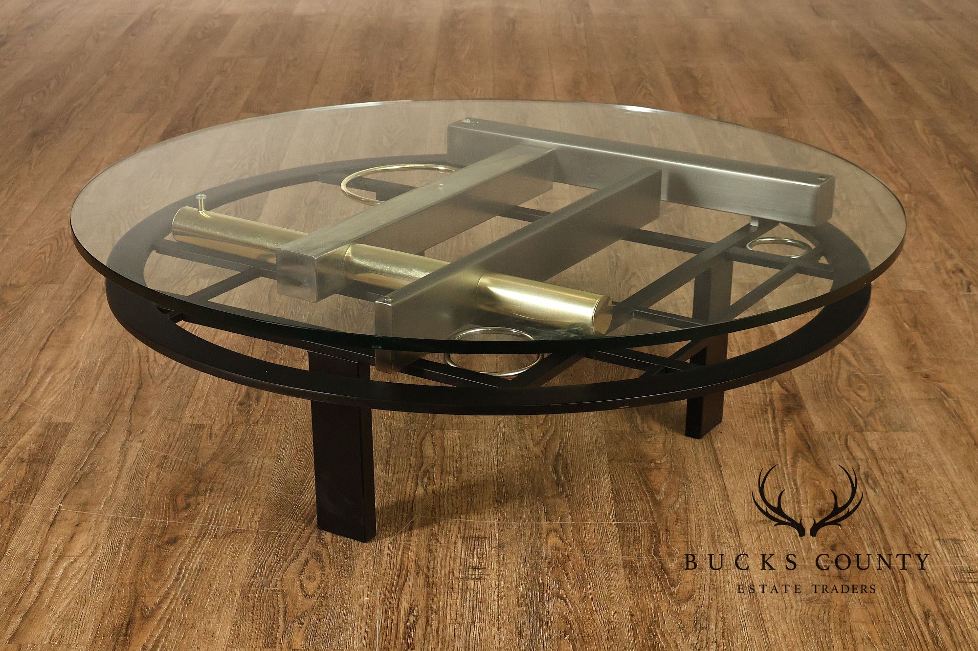 DIA Post Modern Round Glass Top Sculptural Coffee Table