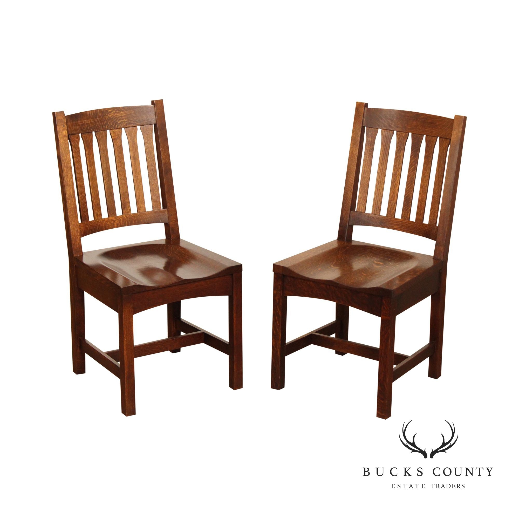 Stickley Mission Collection Pair of Oak Cottage Chairs