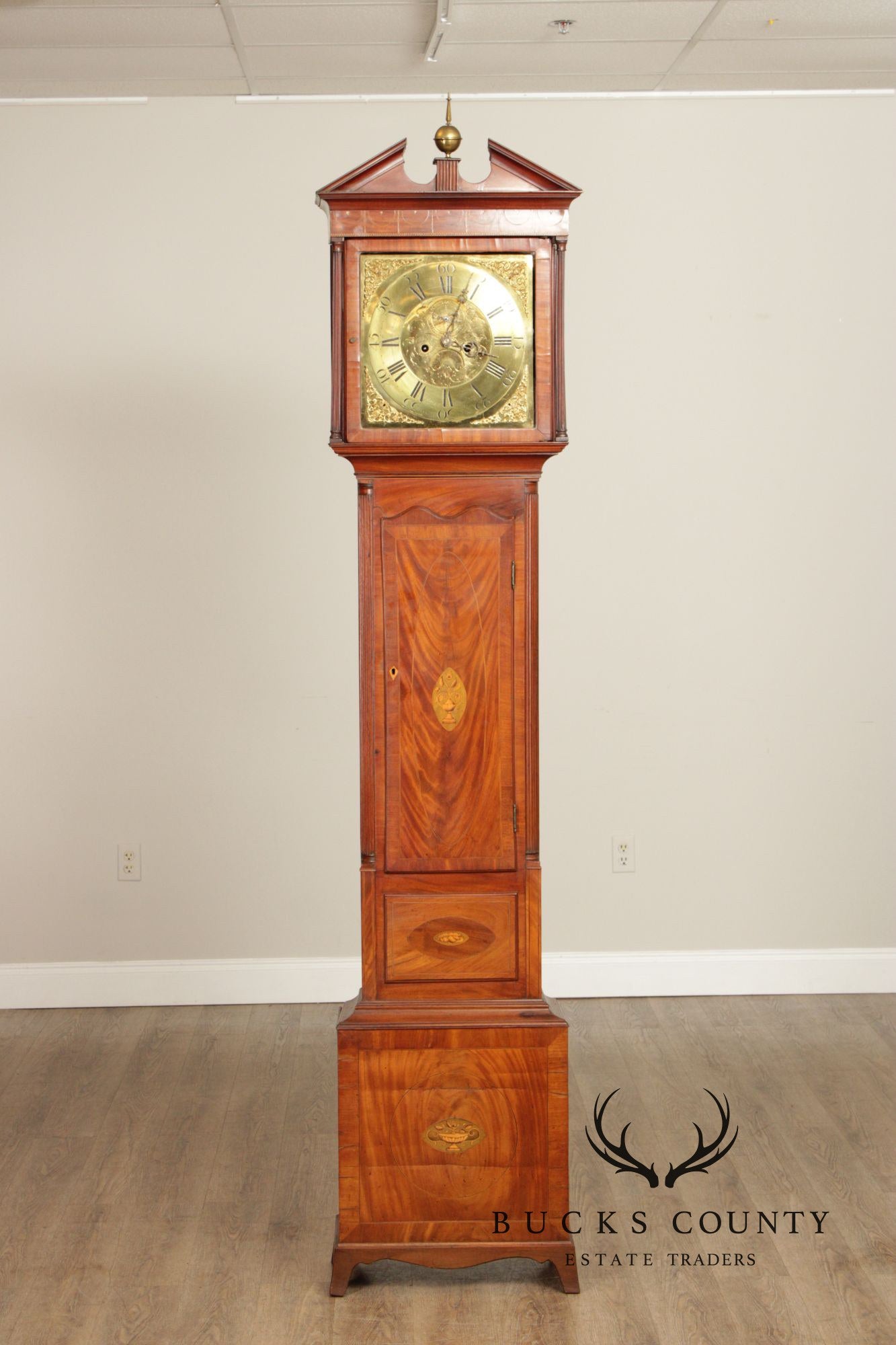 Eliazer Warren Antique Irish Georgian Mahogany Longcase Grandfathers Clock