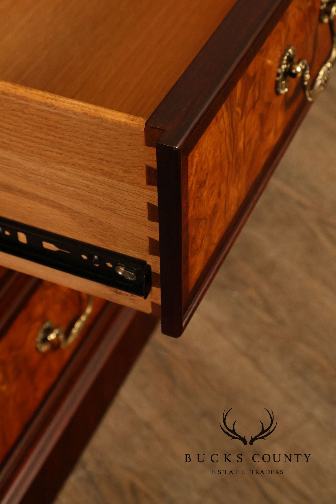 Henkel Harris Mahogany And Burlwood Leather Top Executive Desk