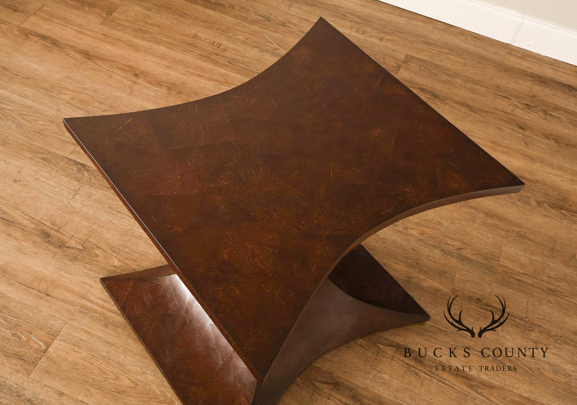 Sculptural Pair Of Coconut Shell Veneer Side Tables