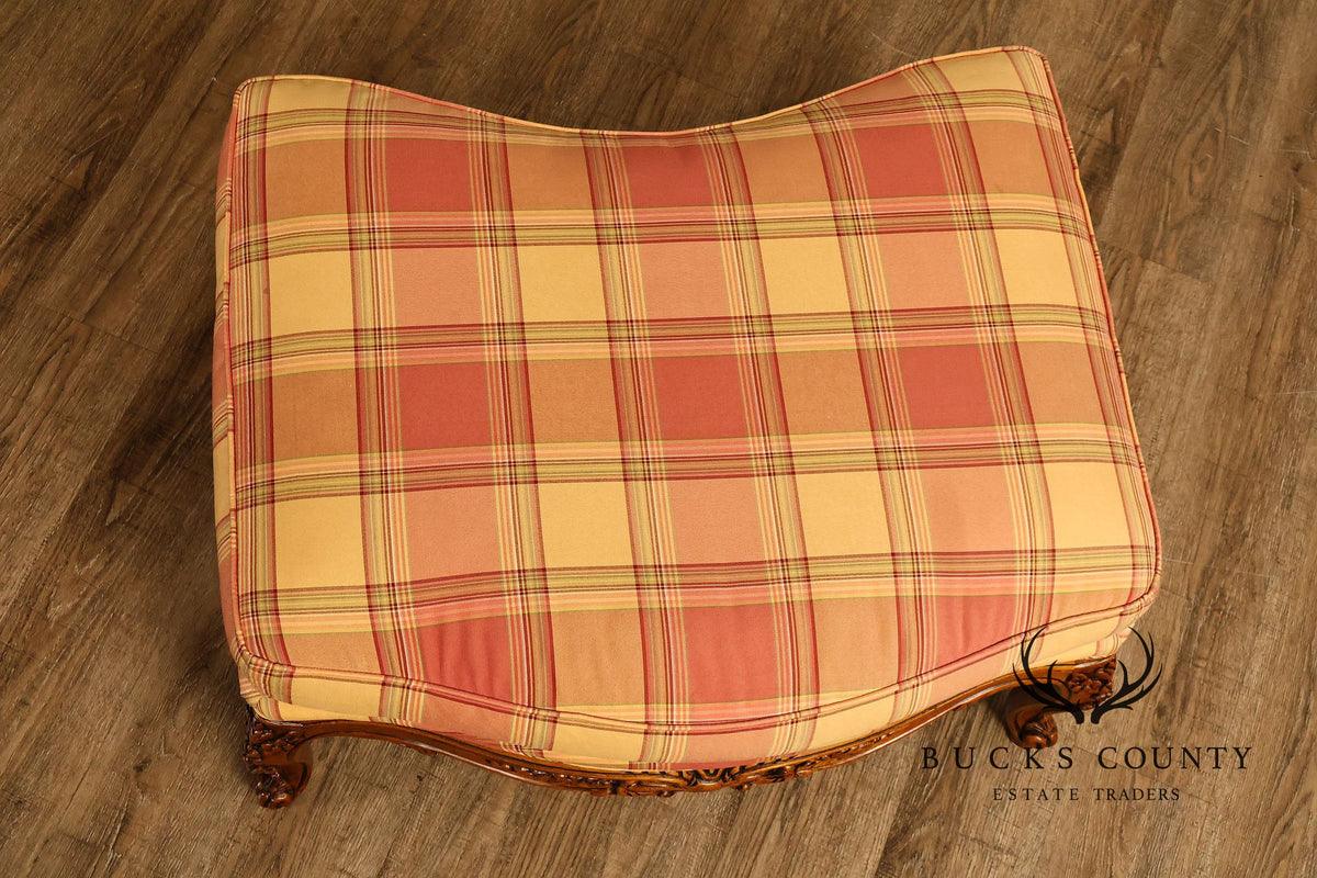 Sherrill Furniture French Louis XV Style Pair of Lounge Chairs with Ottomans
