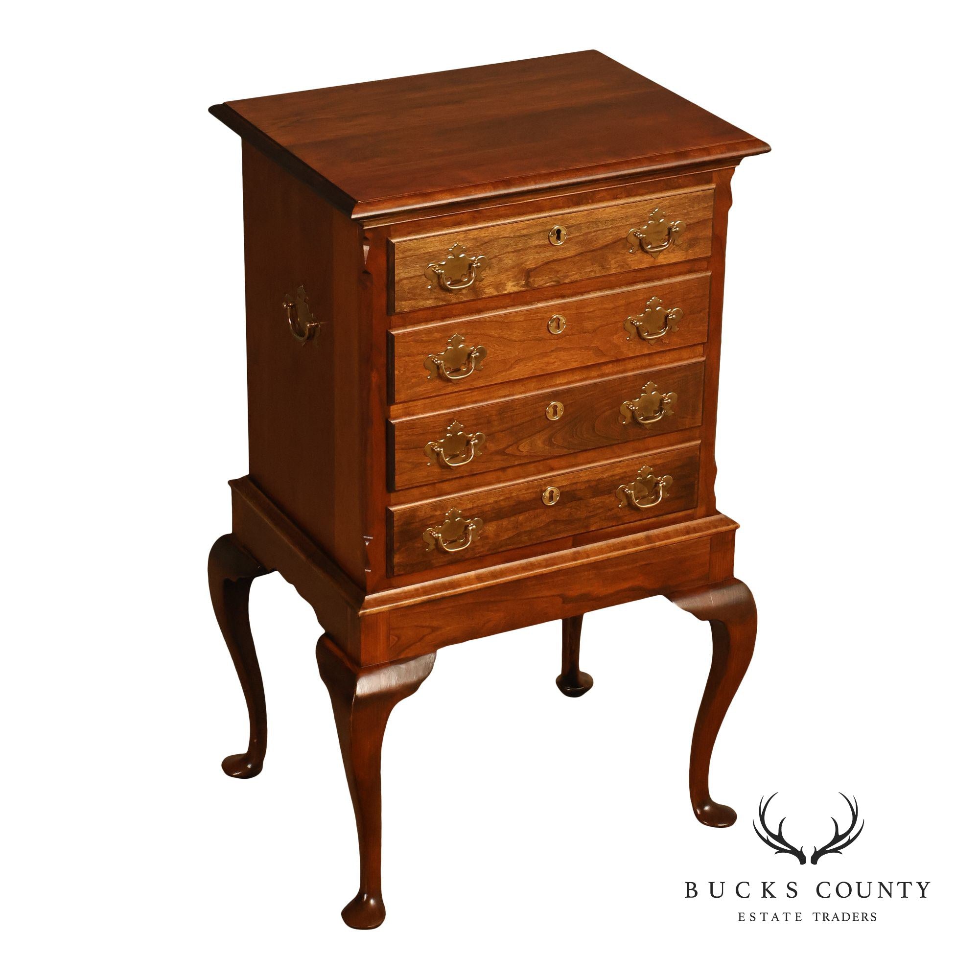 Custom Crafted Queen Anne Style Cherry Silver Chest On Frame