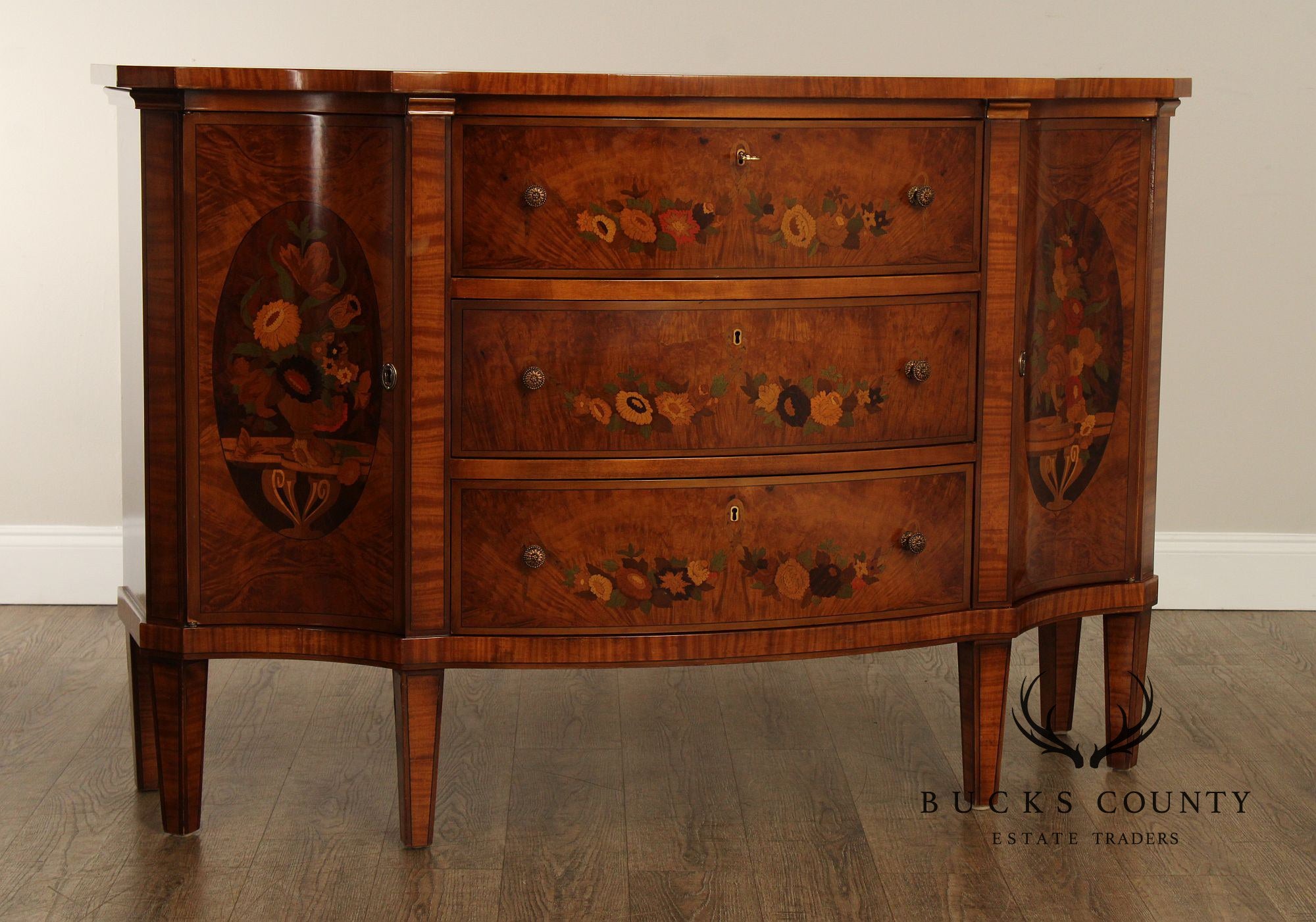 Italian Neoclassical Style Marquetry Inlaid Sideboard Server