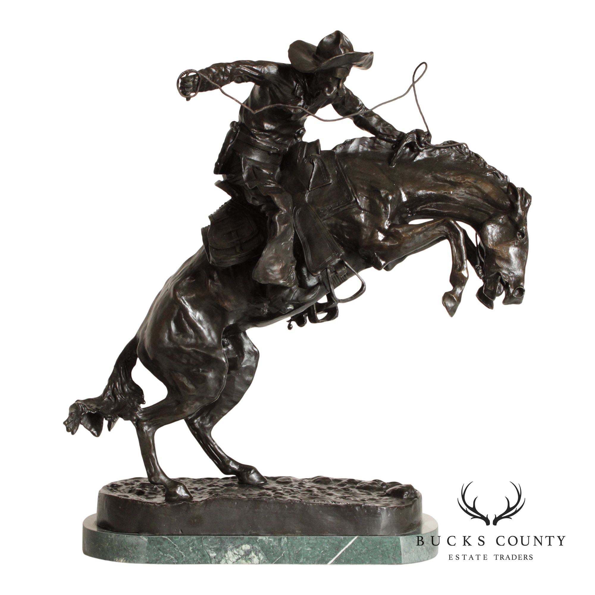 Frederic Remington Bronze Sculpture, 'Bronco Buster'