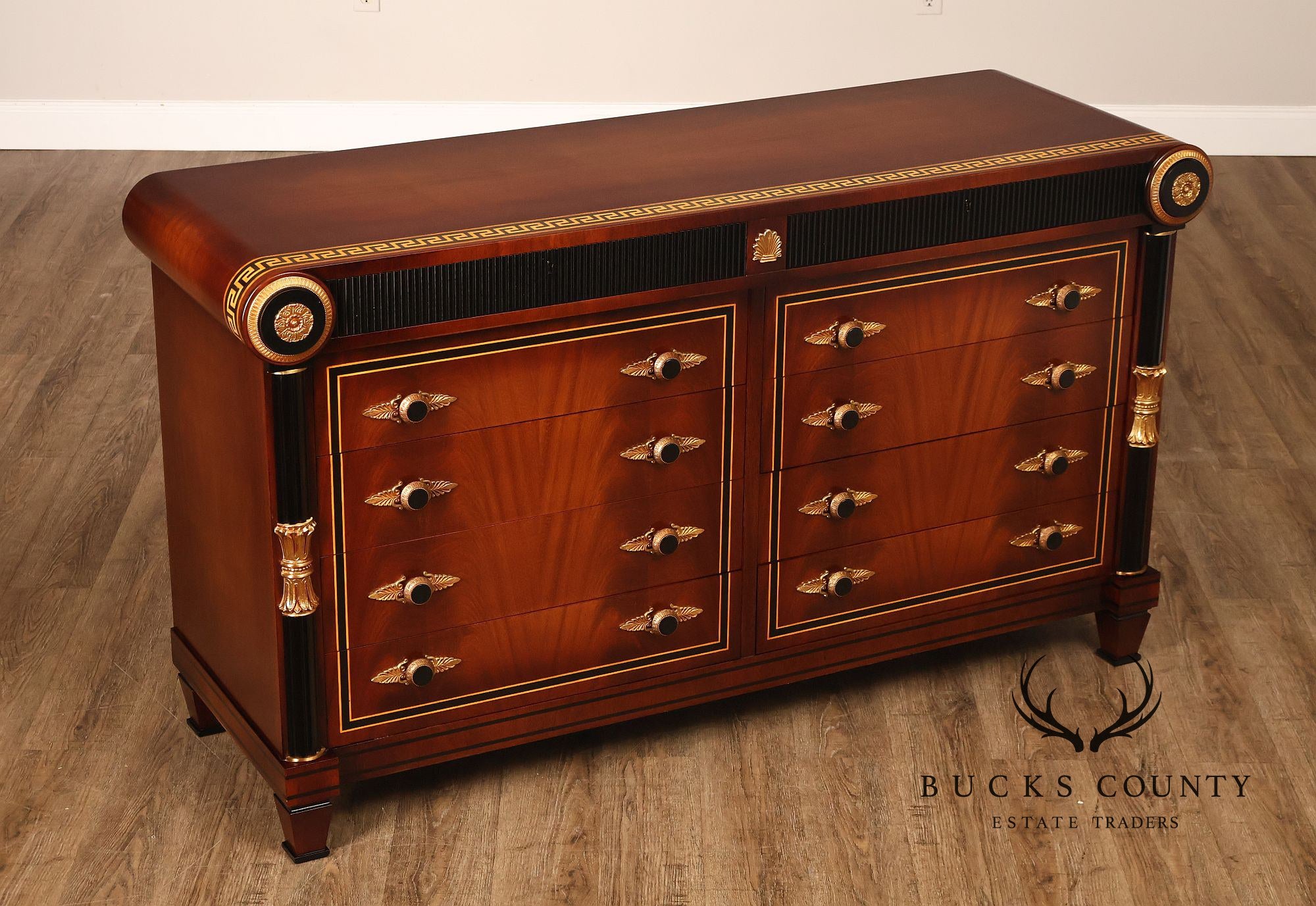 Mariner Neoclassical Empire Style Mahogany Ten Drawer Dresser