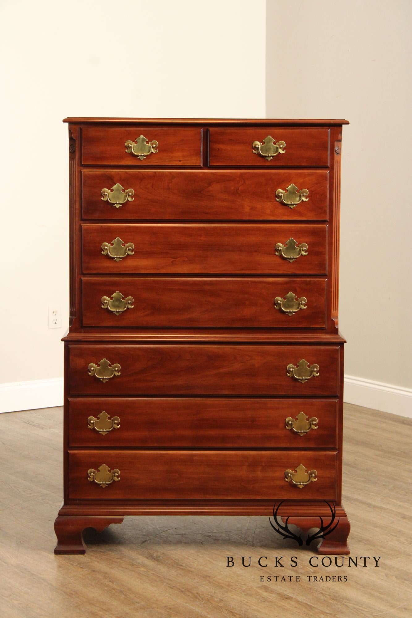 Statton Chippendale Style Solid Cherry Tall Chest