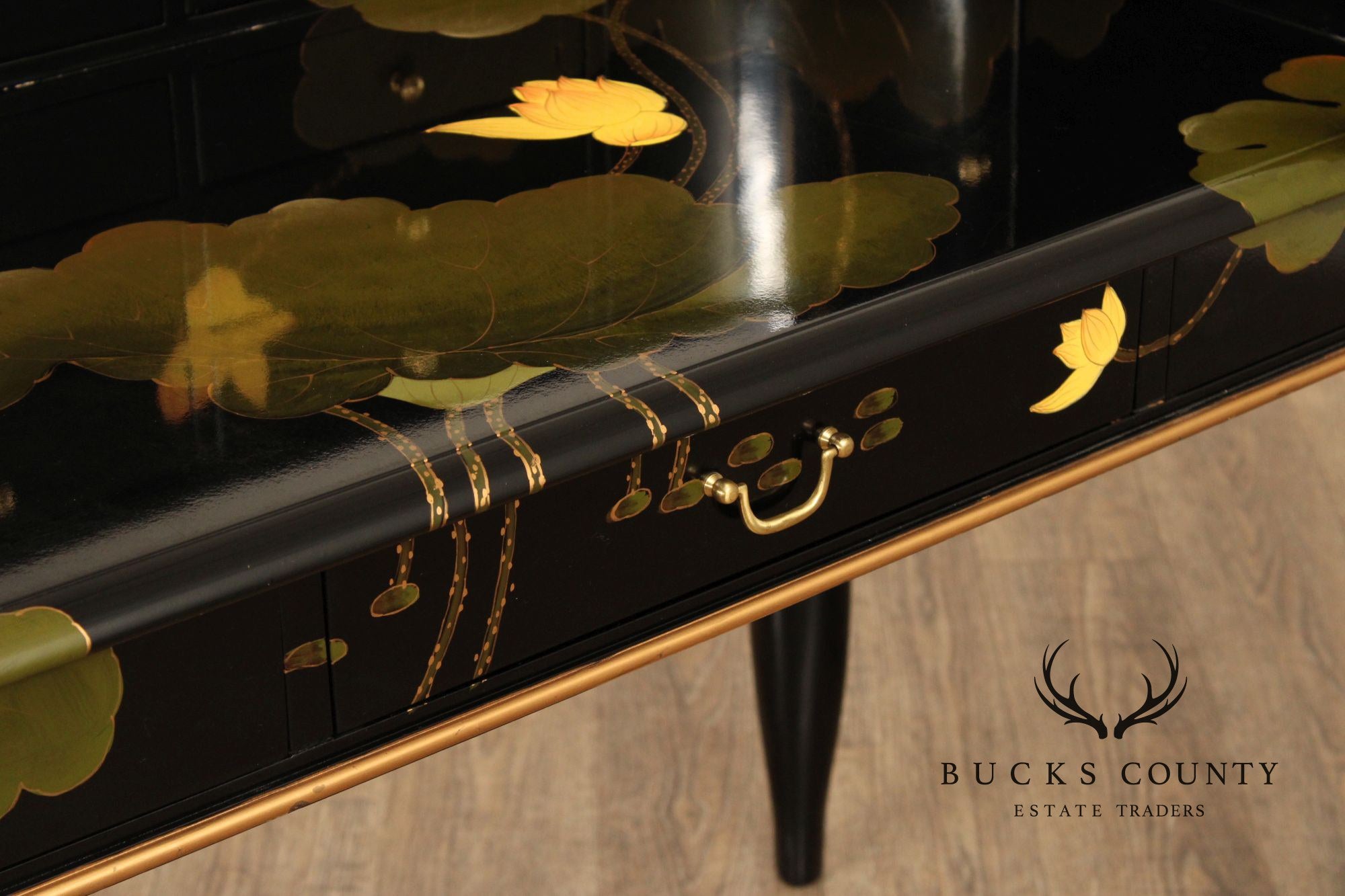 Asian Style Black Lacquer Carlton House Desk