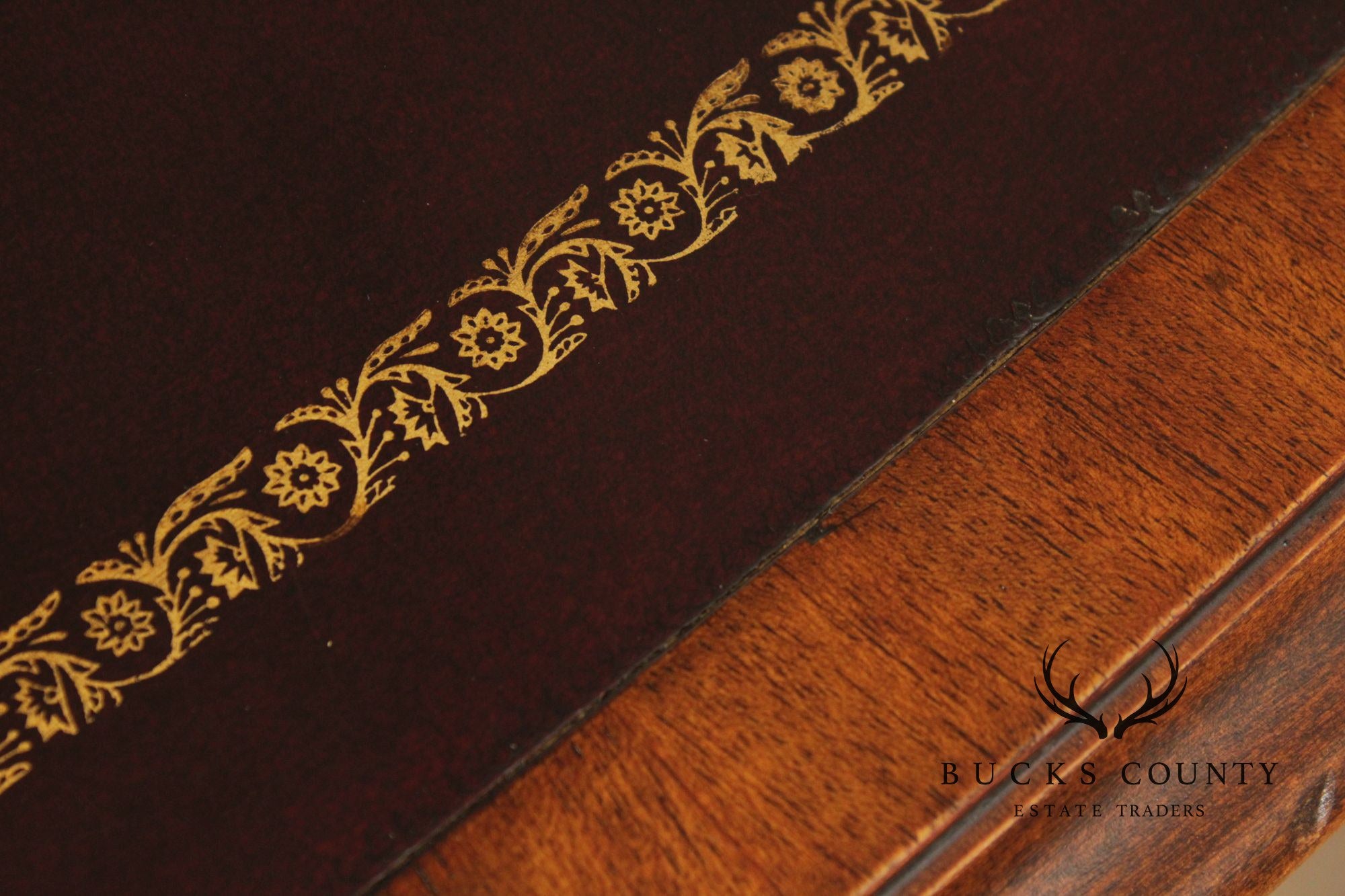 E.J. Victor Regency Style Mahogany Leather Top Oval Partners Desk Writing Table