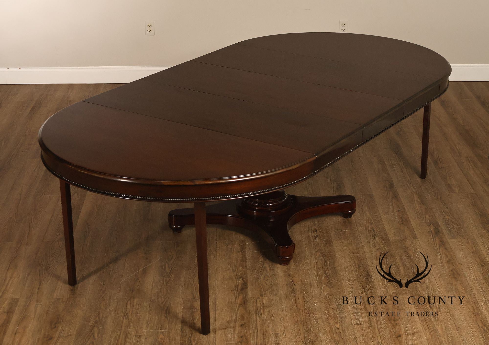Empire Style 54" Round Mahogany Expandable Pedestal Dining Table