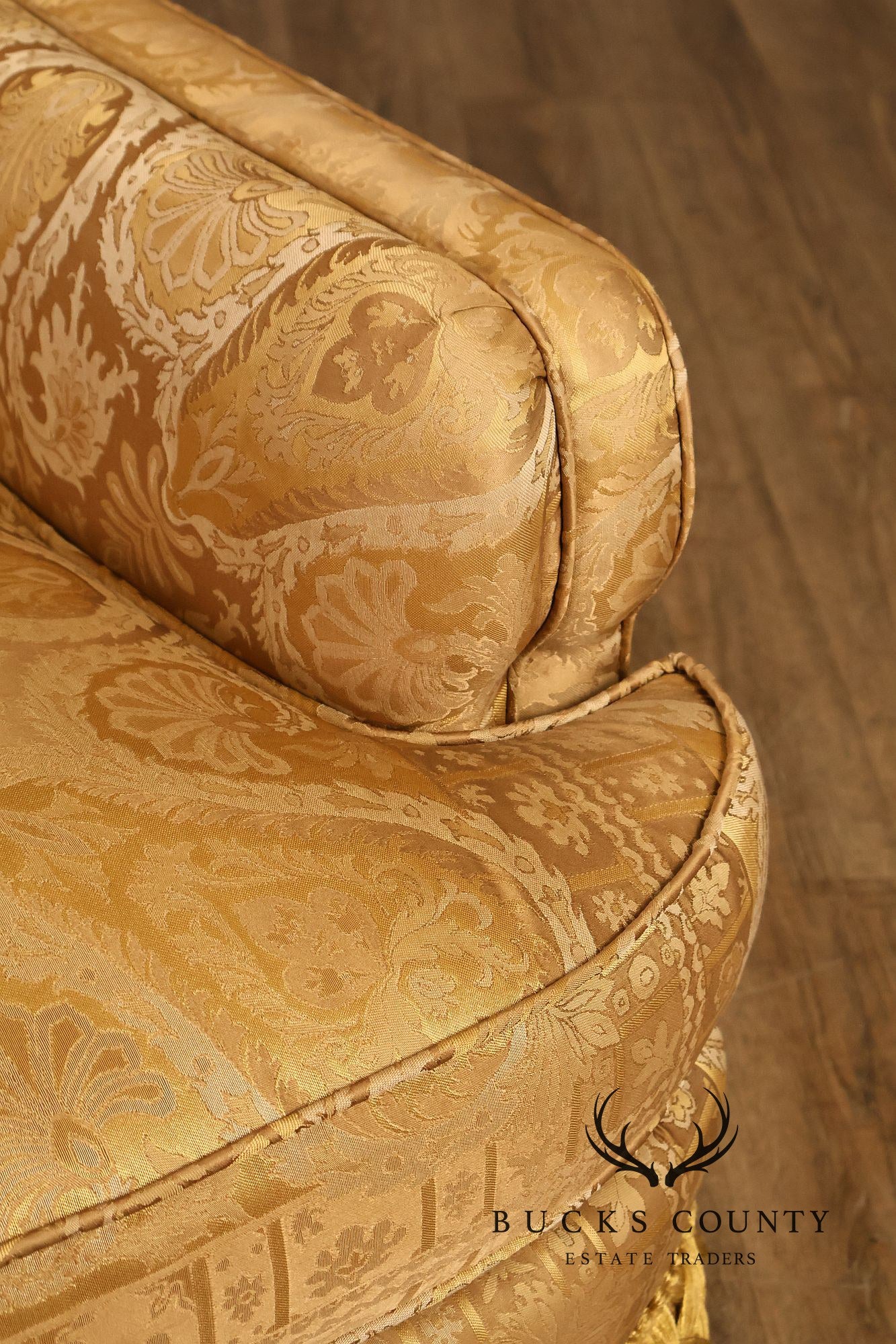 TRS Furniture Traditional Gold D amask Upholstered Lounge Chair And Ottoman