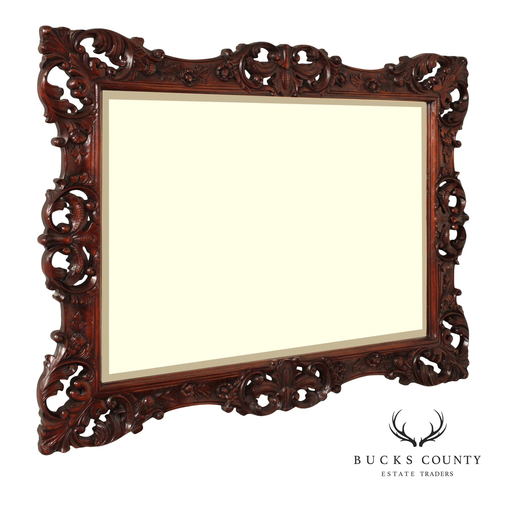 Victorian Style Carved Mahogany Wall Mirror