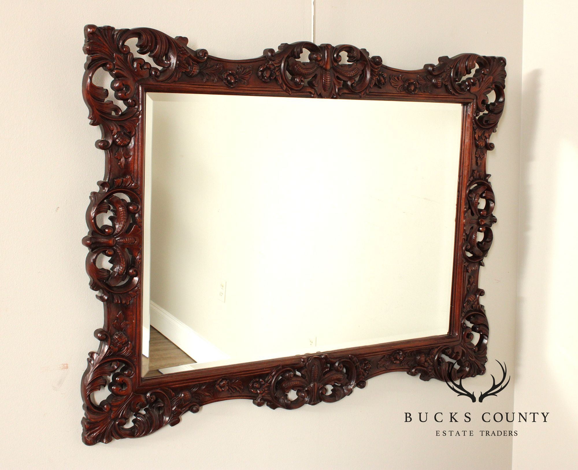 Victorian Style Carved Mahogany Wall Mirror