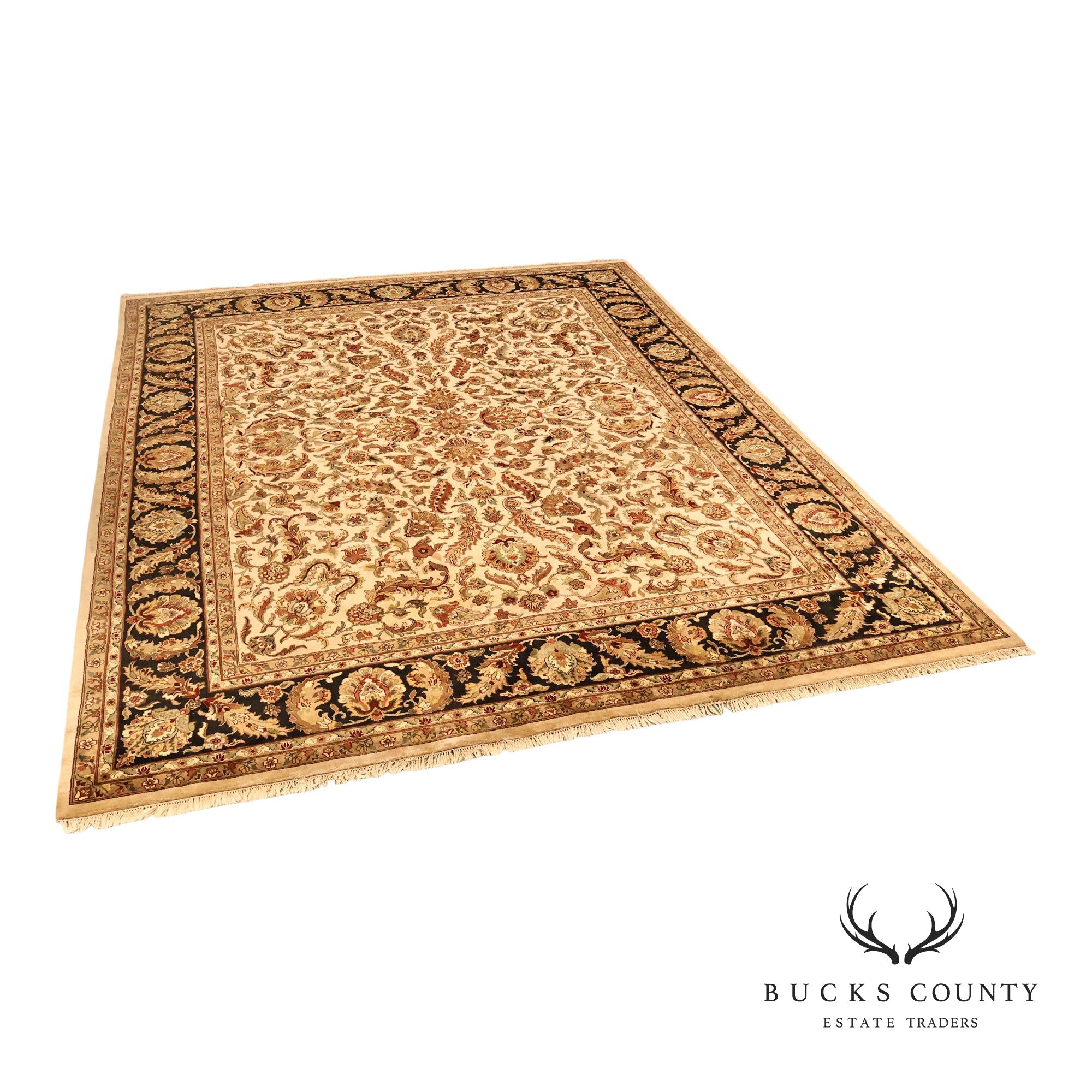 Persian Style Floral Wool Area Rug  12 inch x 15 inch 10 inch