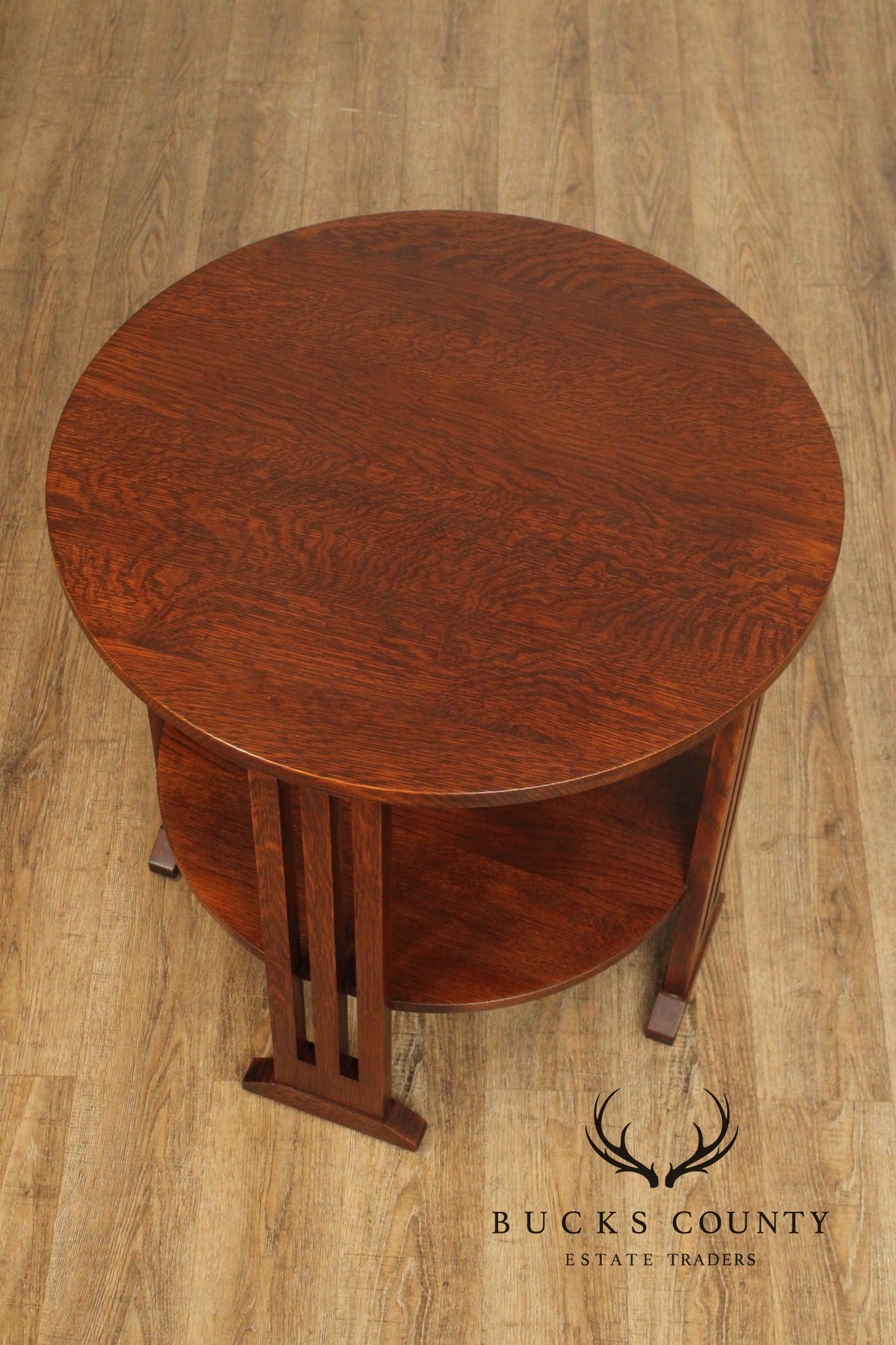 Stickley Mission Collection Oak Round Lamp Table