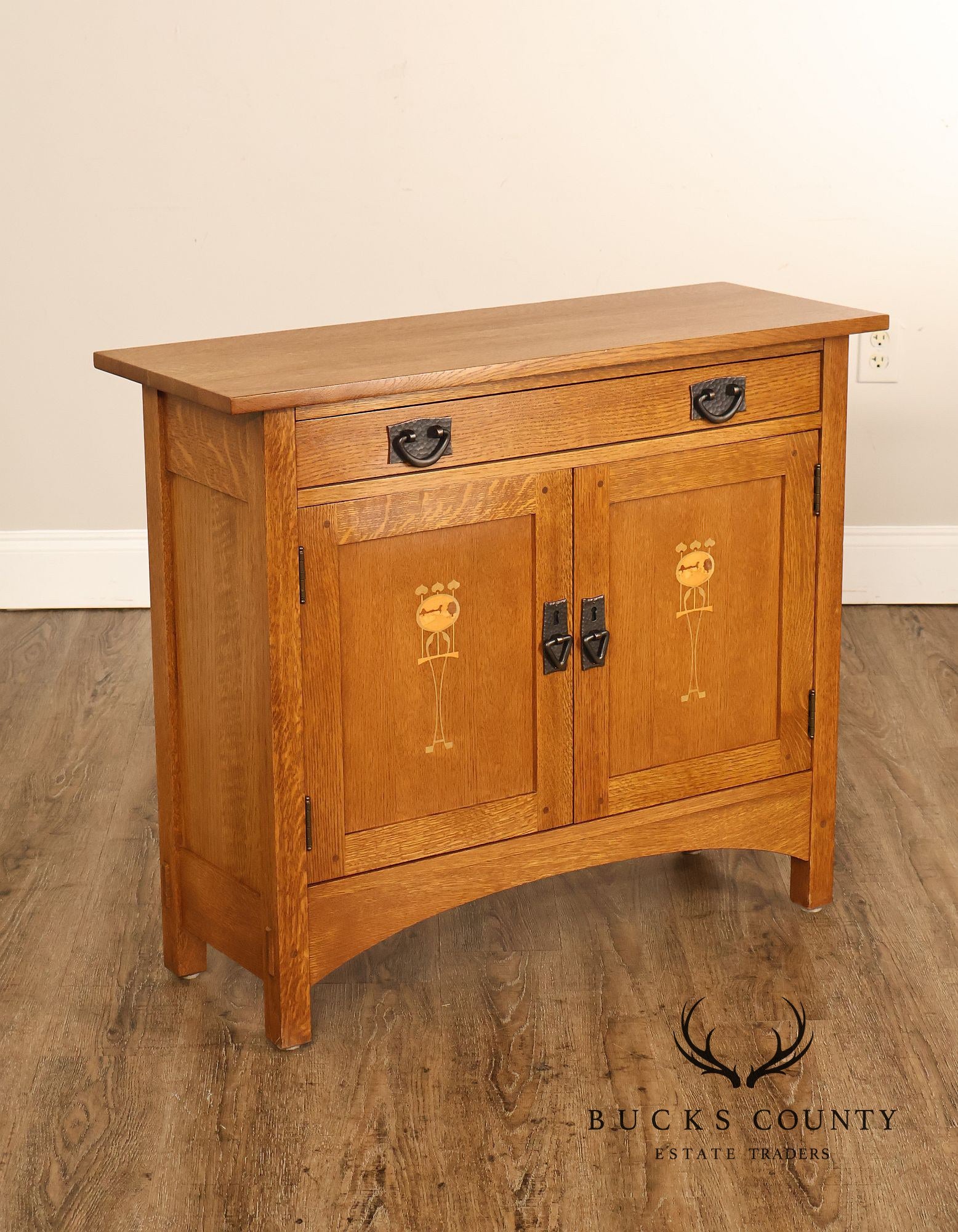 Stickley Mission Collection Harvey Ellis Inlay Oak Small Cabinet