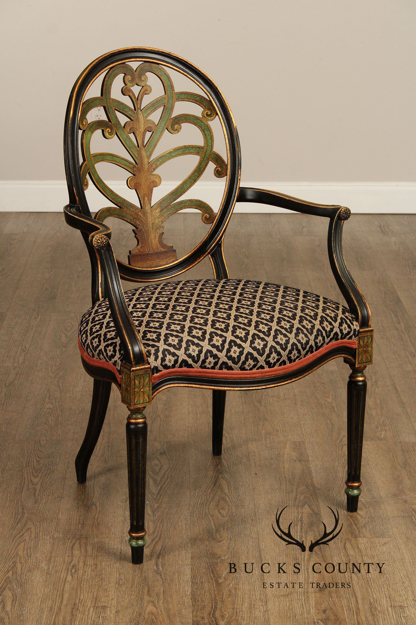 David Michael Louis XVI Style Set of Four Painted Armchairs