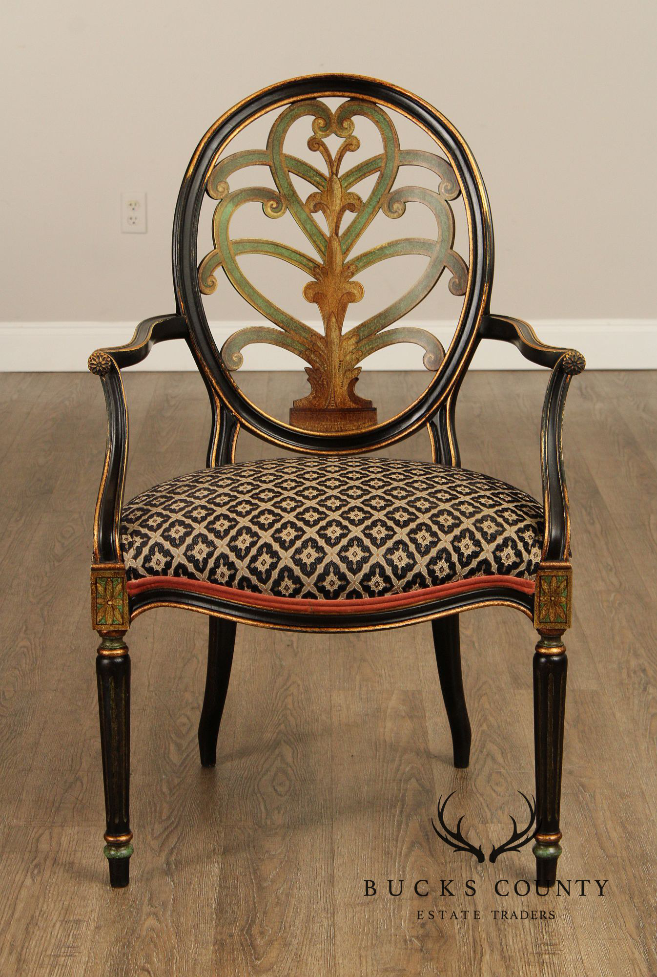 David Michael Louis XVI Style Set of Four Painted Armchairs