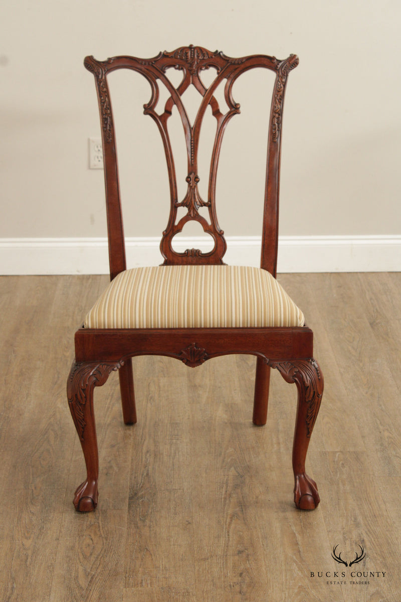 Chippendale Style Set of Four Carved Mahogany Dining Chairs