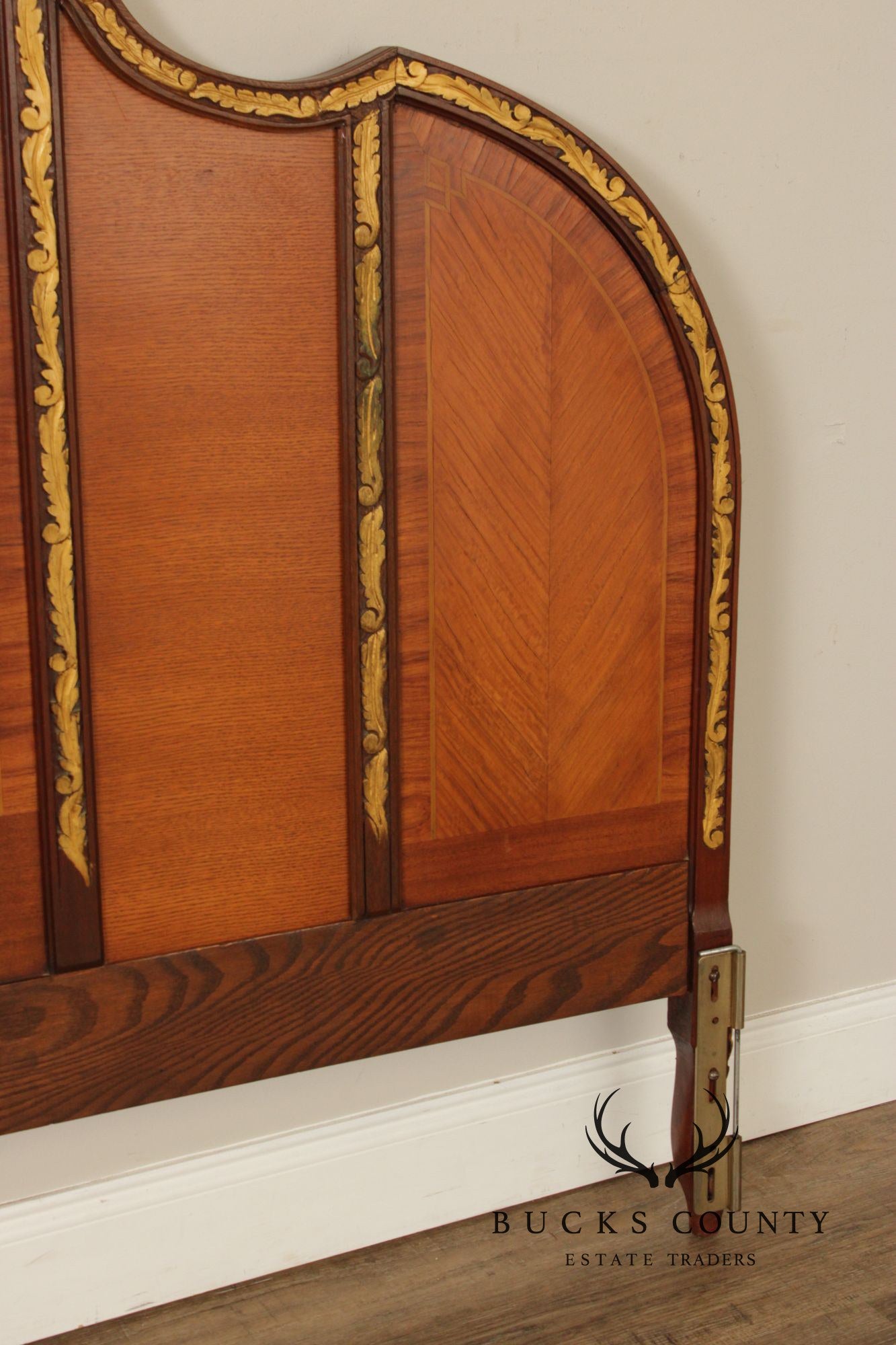 1930's French Louis XV Style Inlaid Satinwood King Headboard