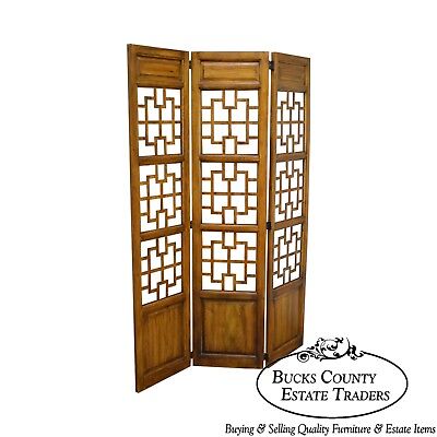 Mid Century Vintage Asian Style 3 Panel Room Divider Folding Screen