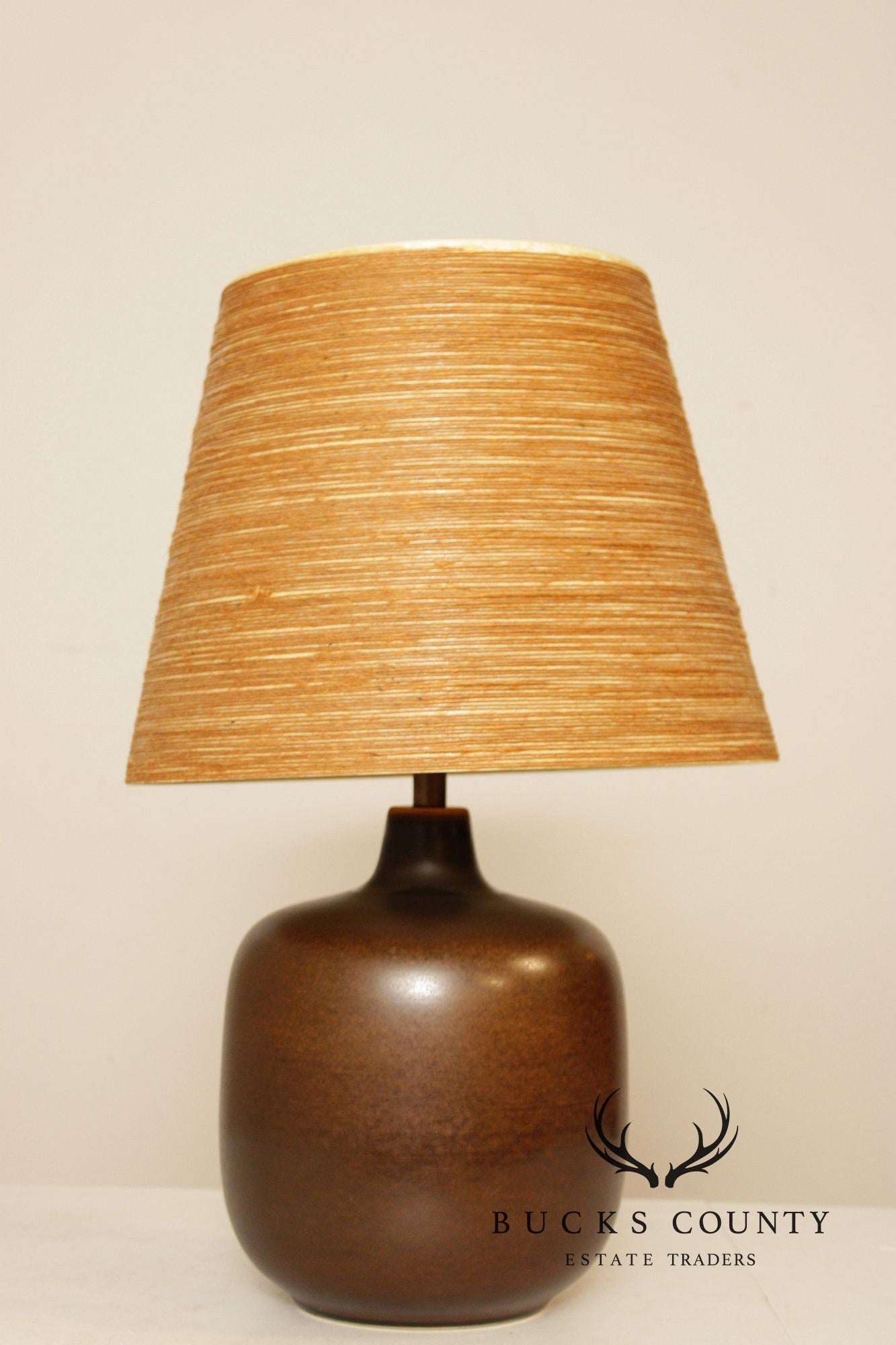 Pair Of Mid-Century Umber Glazed Ceramic Table Lamps By Lotte & Gunnar Bostlund