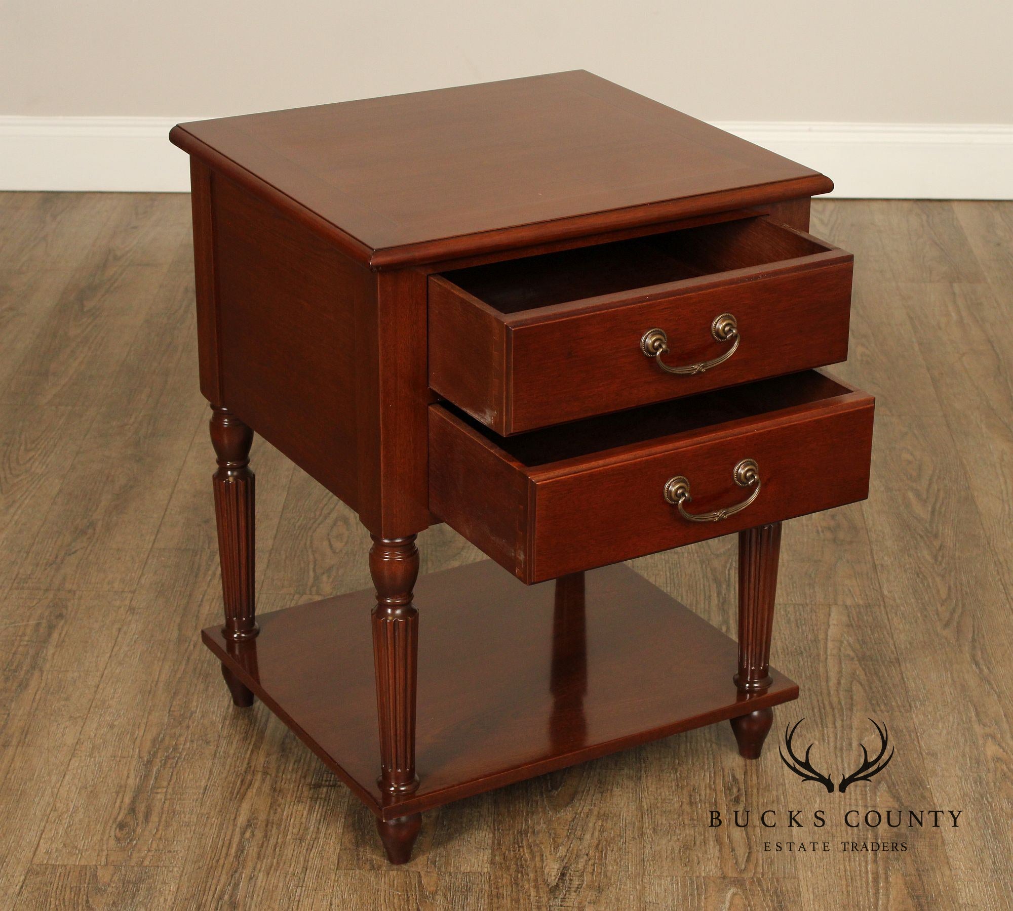 Traditional Style Two Drawer Mahogany Nightstand