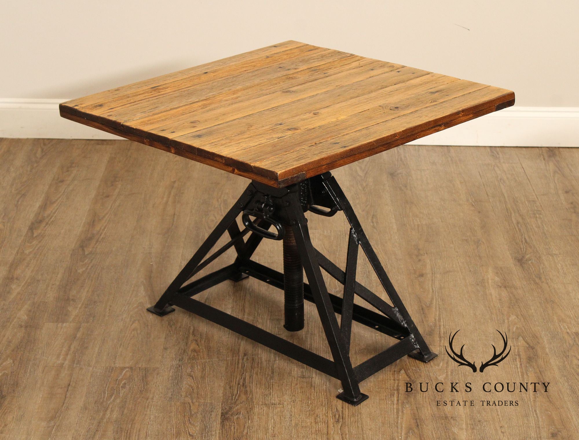 Industrial Style Pair of Adjustable Height Tables