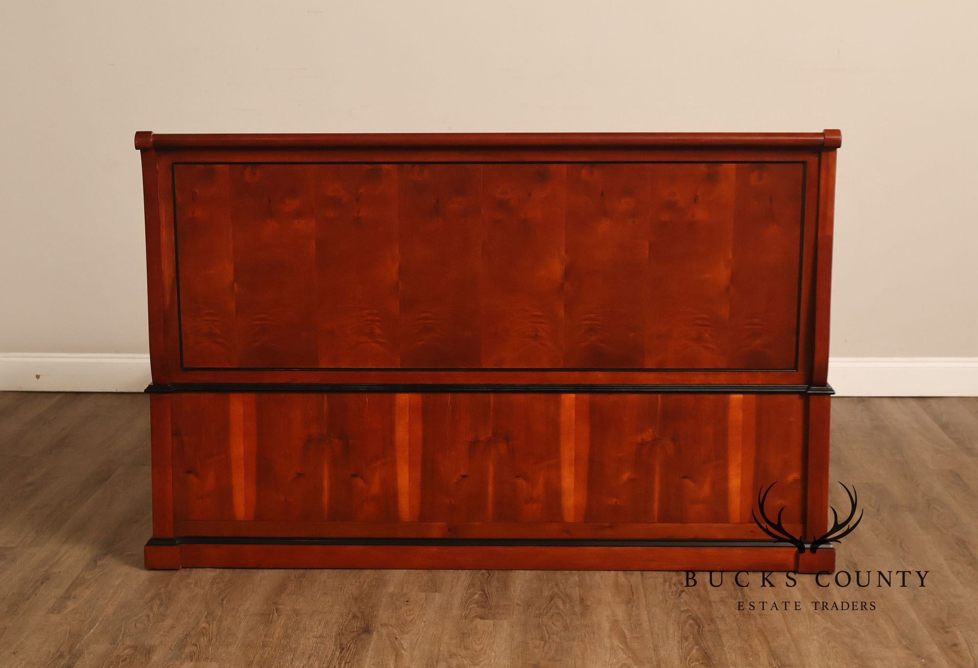 Century Furniture Biedermeier Style Yew Wood Queen Sleigh Bed