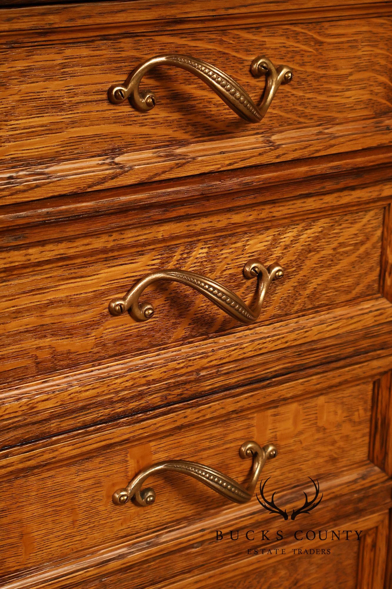Exceptional Antique Quarter Sawn Oak Roll Top Desk With Carved 'Reading Hardware Co." Crest Panel