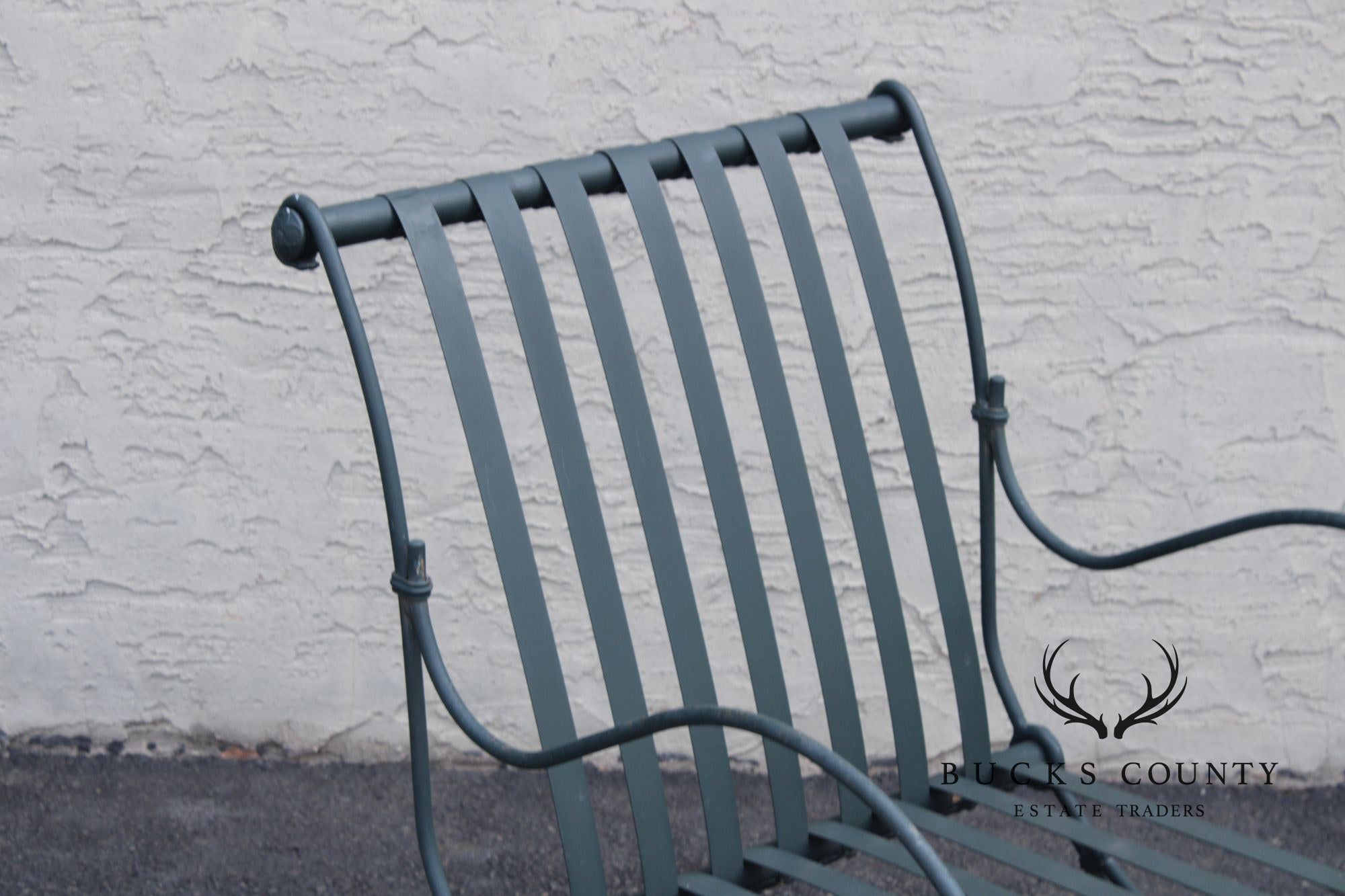 Vintage Wrought Iron Patio Lounge Chair and Ottoman