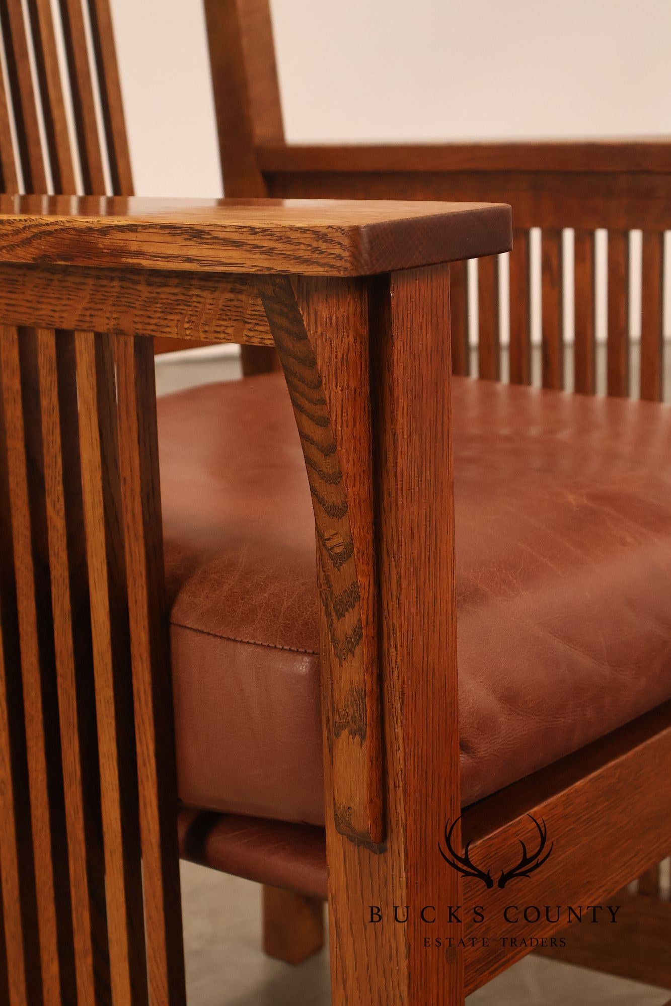 Stickley Mission Collection Set Of Six Oak Spindle Dining Chairs